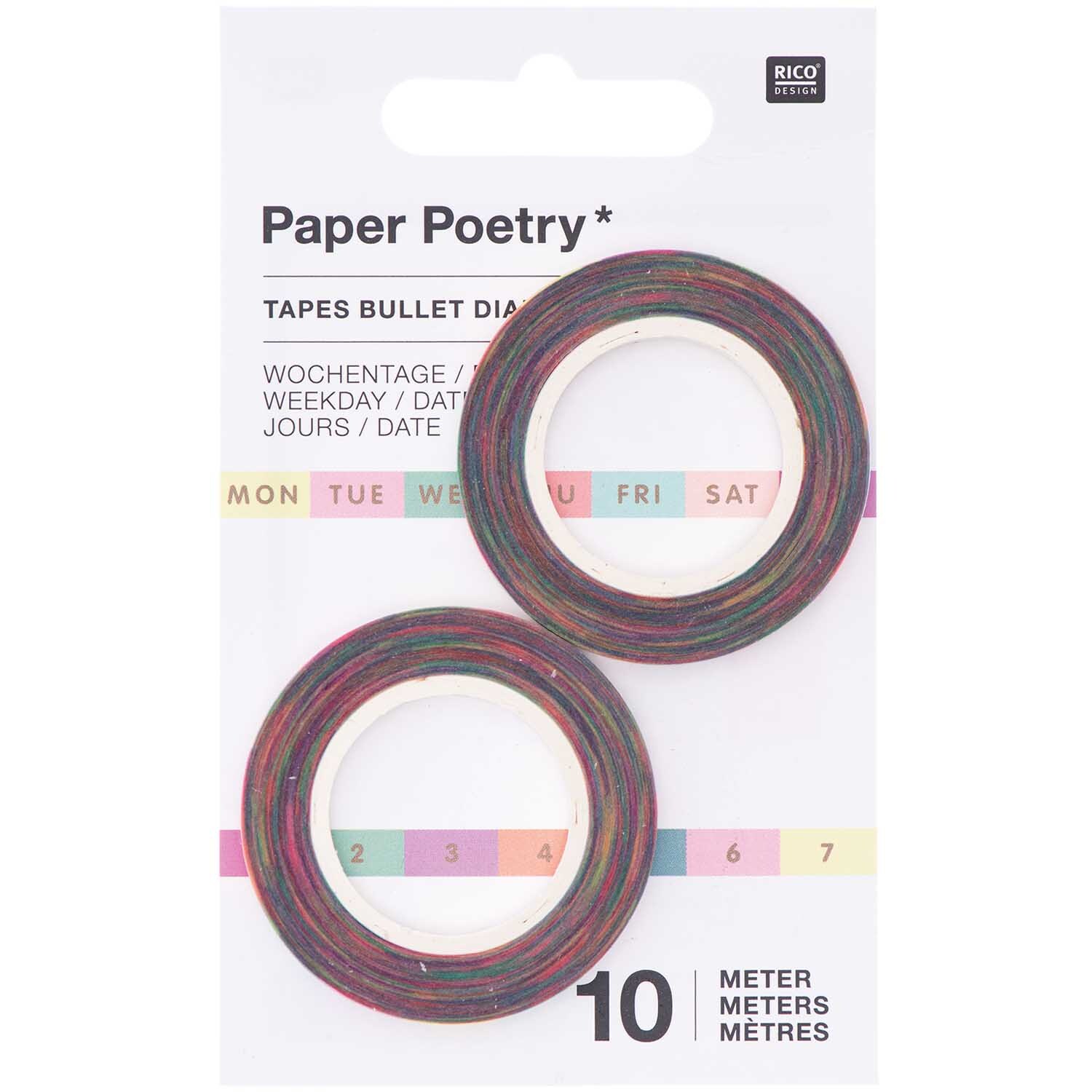 Paper Poetry Tapes Wochentage & Datum pastell 5mm 10m 2 Stück Paper Poetry Tapes Wochentage & Datum pastell 5mm 10m 2 Stück