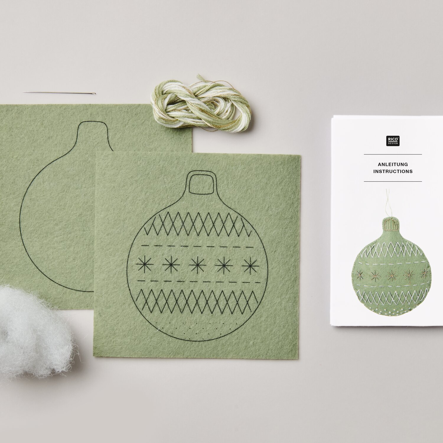 Stickpackung Filzanhänger Weihnachtskugel von Rico Design