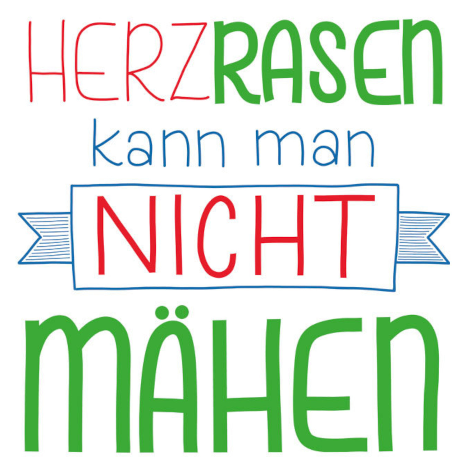 Handlettering. Der Quick-Start-Block: Buntes Zitat in Rot, Grün und Blau auf weißem Hintergrund.