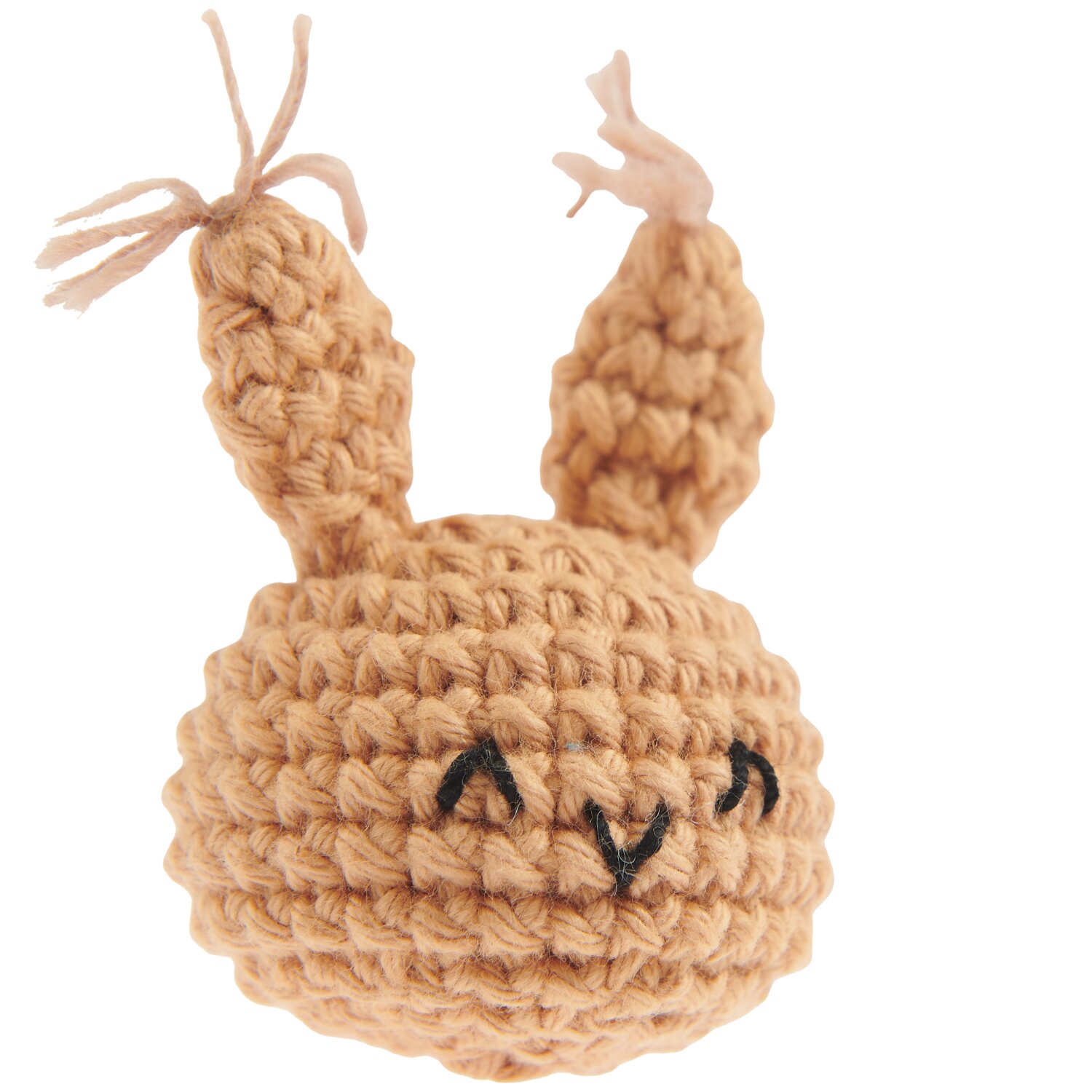 Ricorumi Häkelset Schlüsselanhänger - Chingu Animals: Beigefarbener, gehäkelter Tierkopf mit Ohren und gesticktem Gesicht.