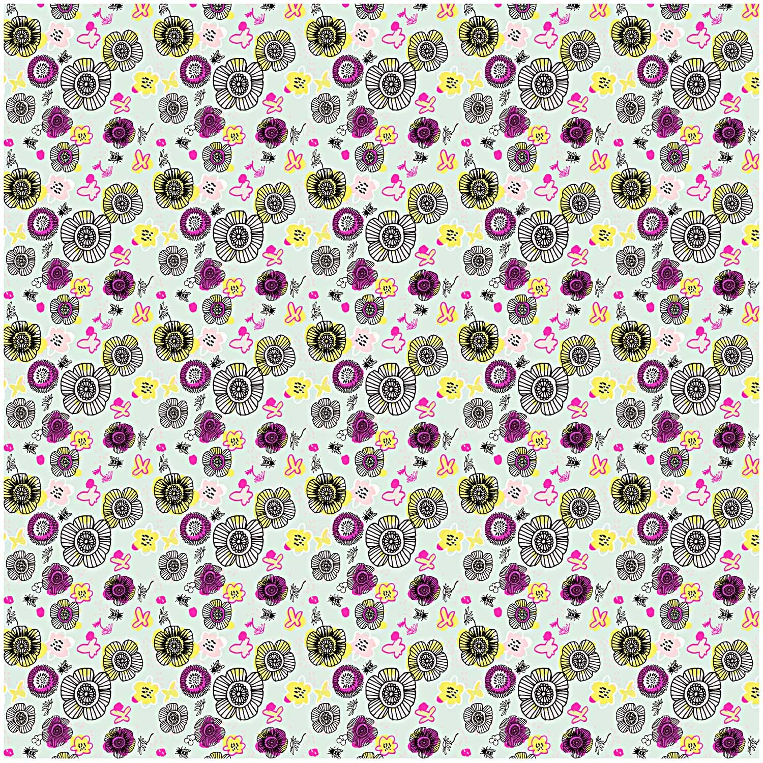 Stoff Blüten mint-neon 140cm Stoff Blüten mint-neon 140cm