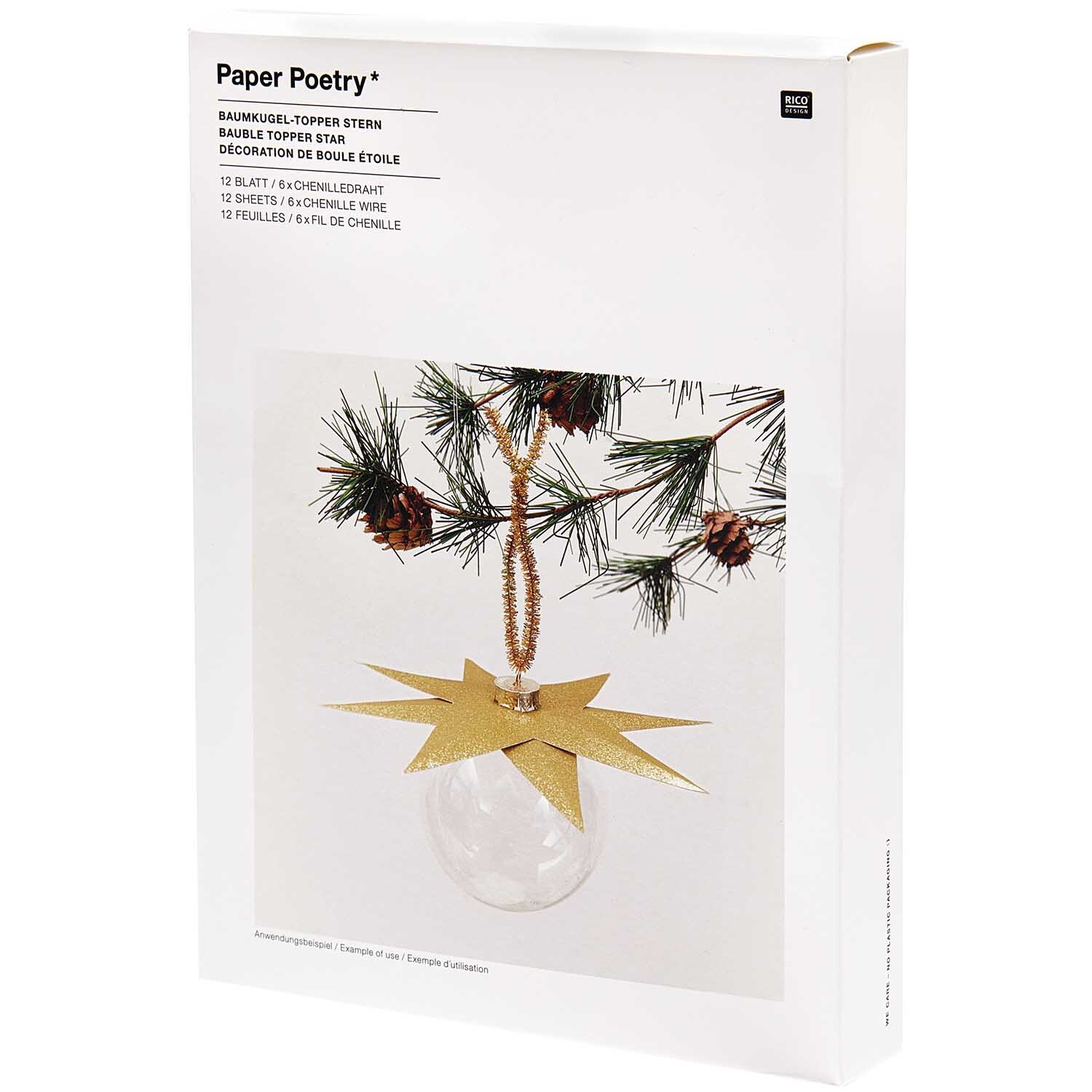 Paper Poetry Christbaumkugel-Topper Stern gold 6 Stück Paper Poetry Christbaumkugel-Topper Stern gold 6 Stück