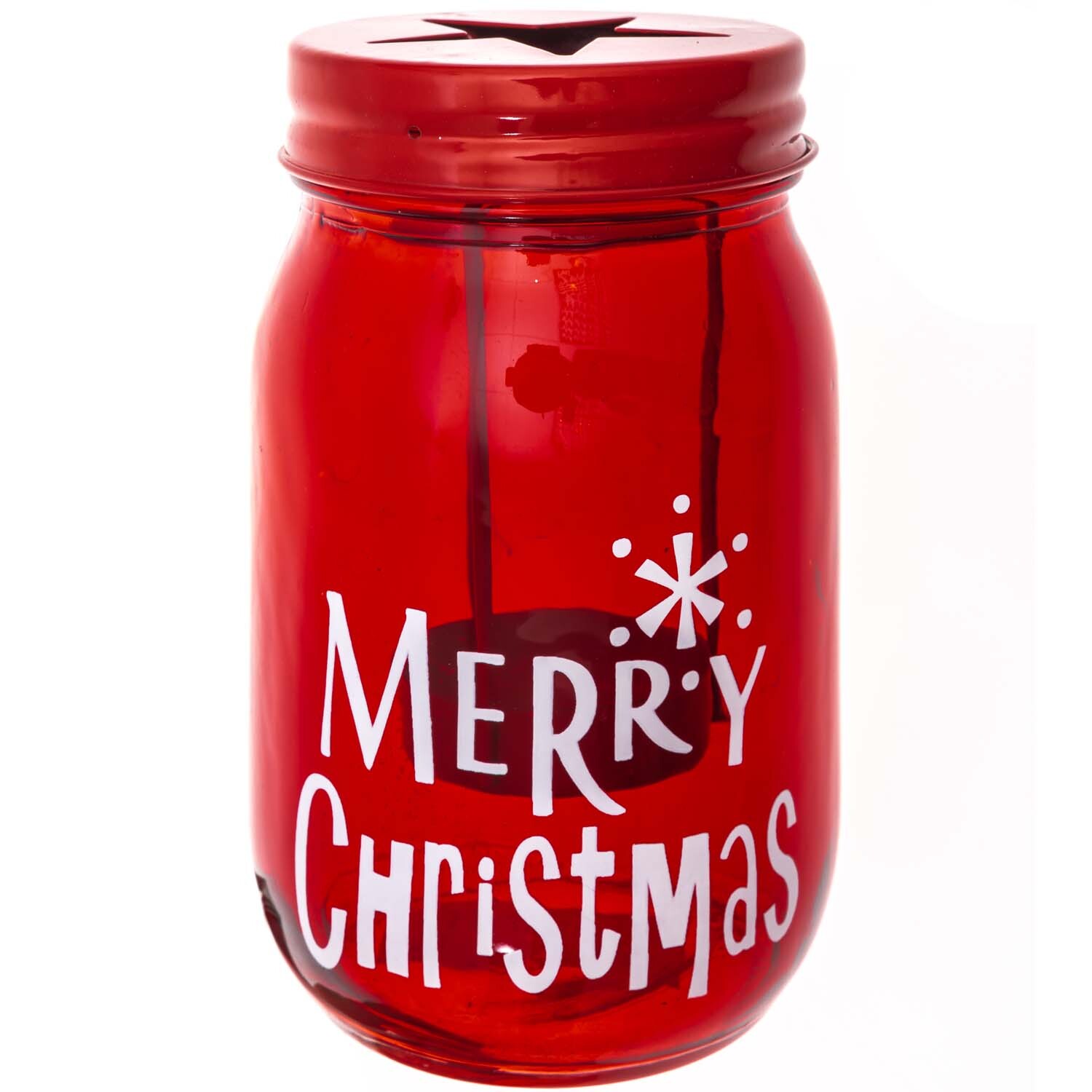 Teelichthalter Merry Christmas rot 14x7,5cm