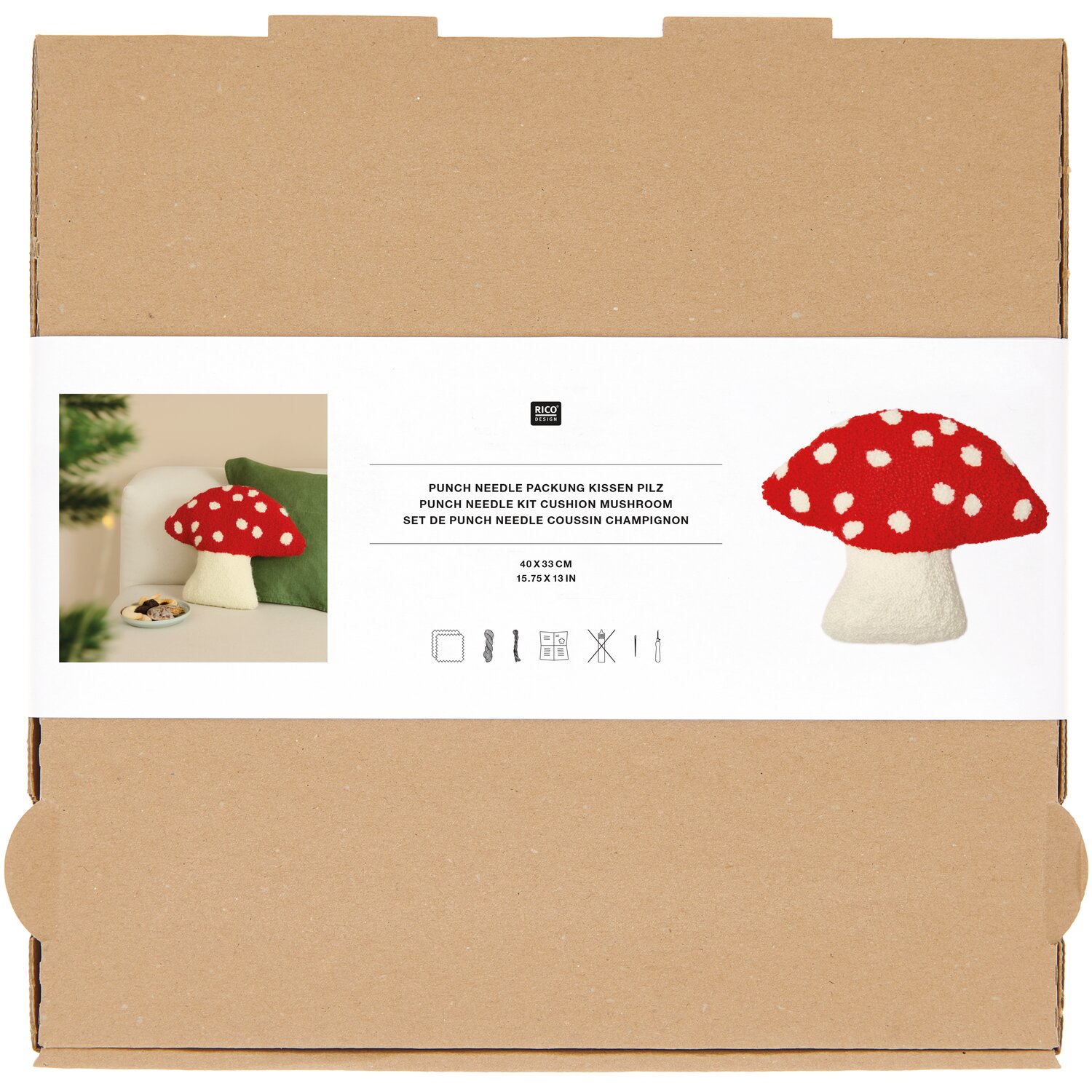 Punch Needle Packung Kissen Pilz 40x33cm von Rico Design