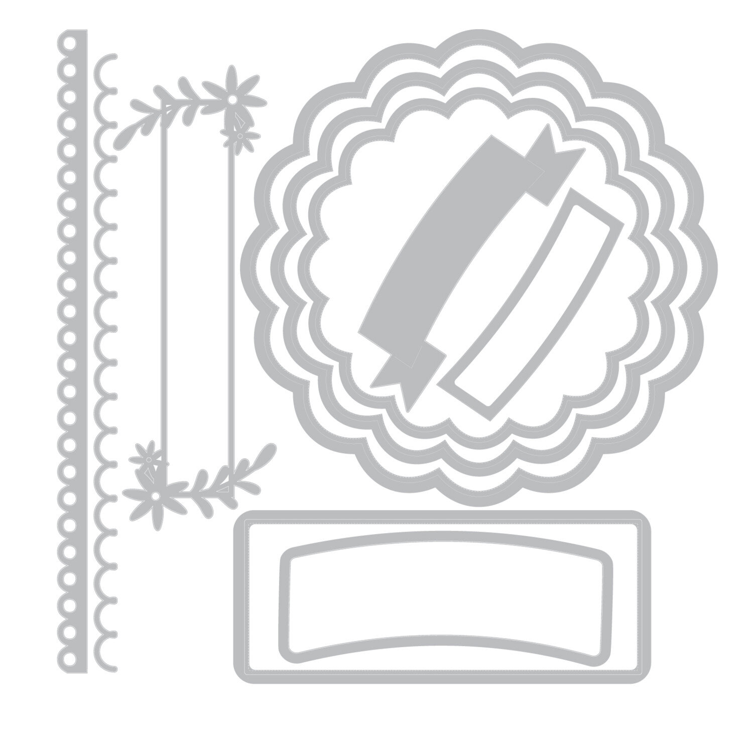 Thinlits Scalloped Circle, Borders & Banners Set 10 Stück von idee. Creativmarkt
