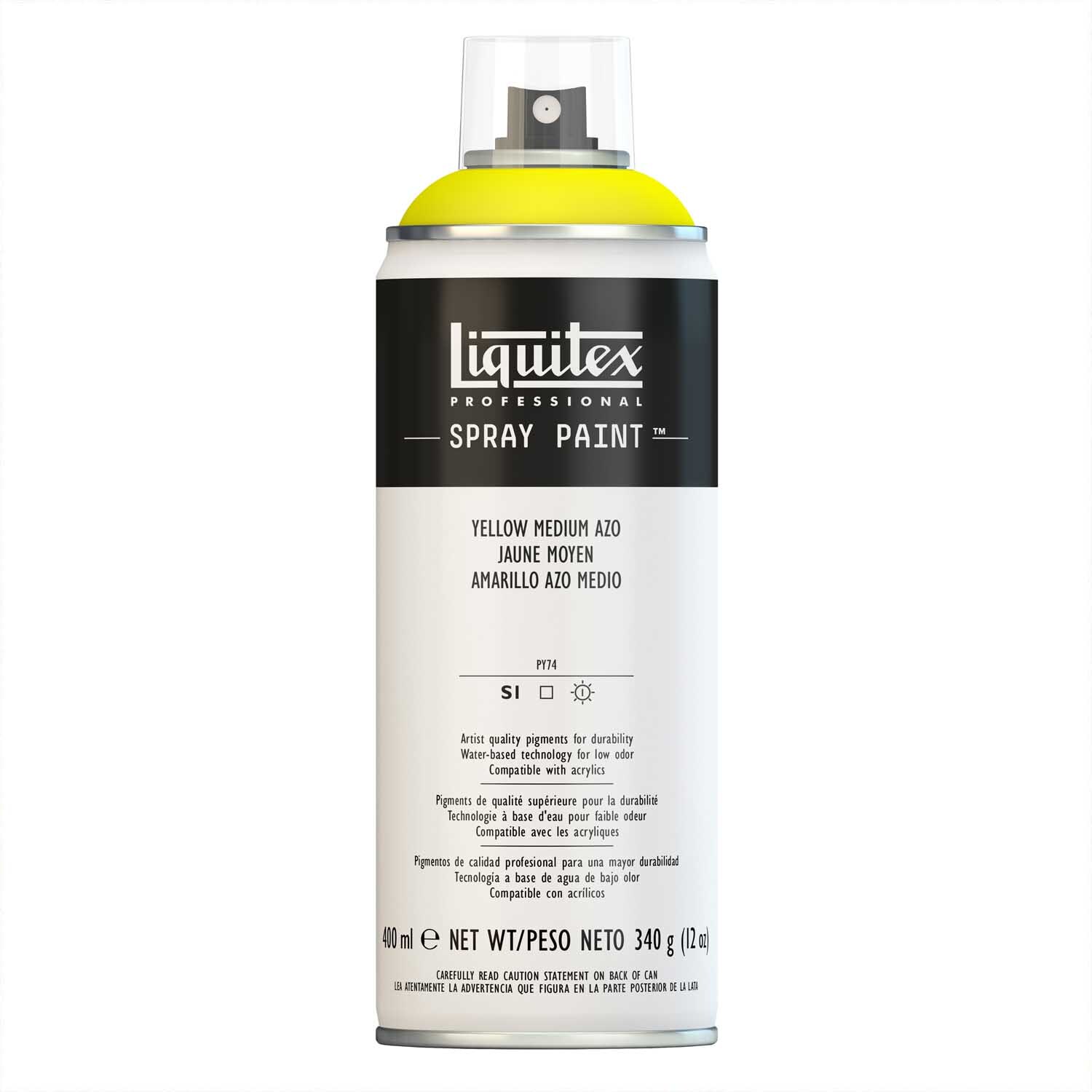 Acrylspray 400ml: Gelbe Sprühdose von Liquitex, ideal für kreative Projekte und Kunstwerke.