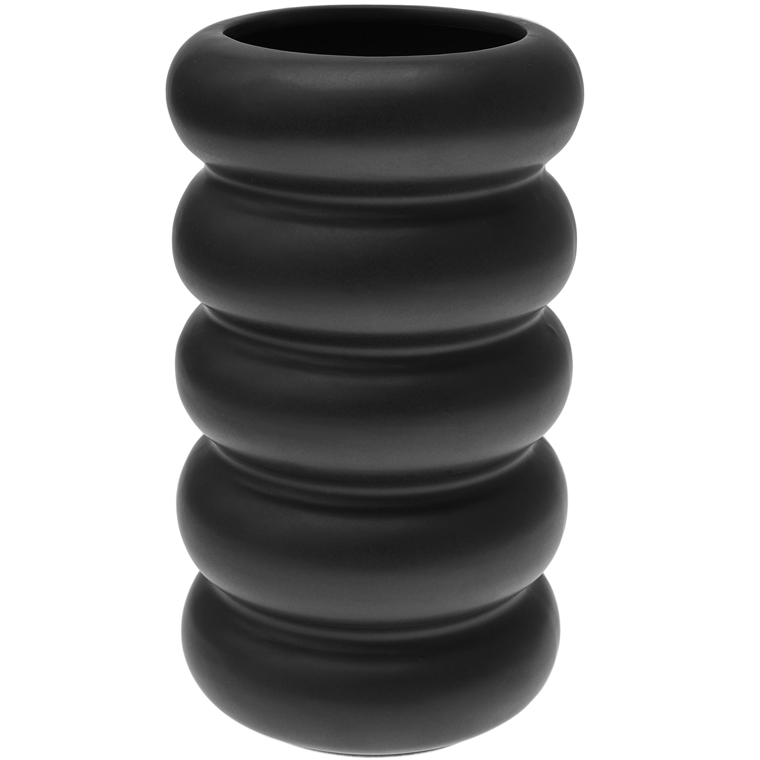 Keramik Vase schwarz von Rico Design, mit einzigartigem wellenförmigem Design, ideal für moderne Inneneinrichtungen.