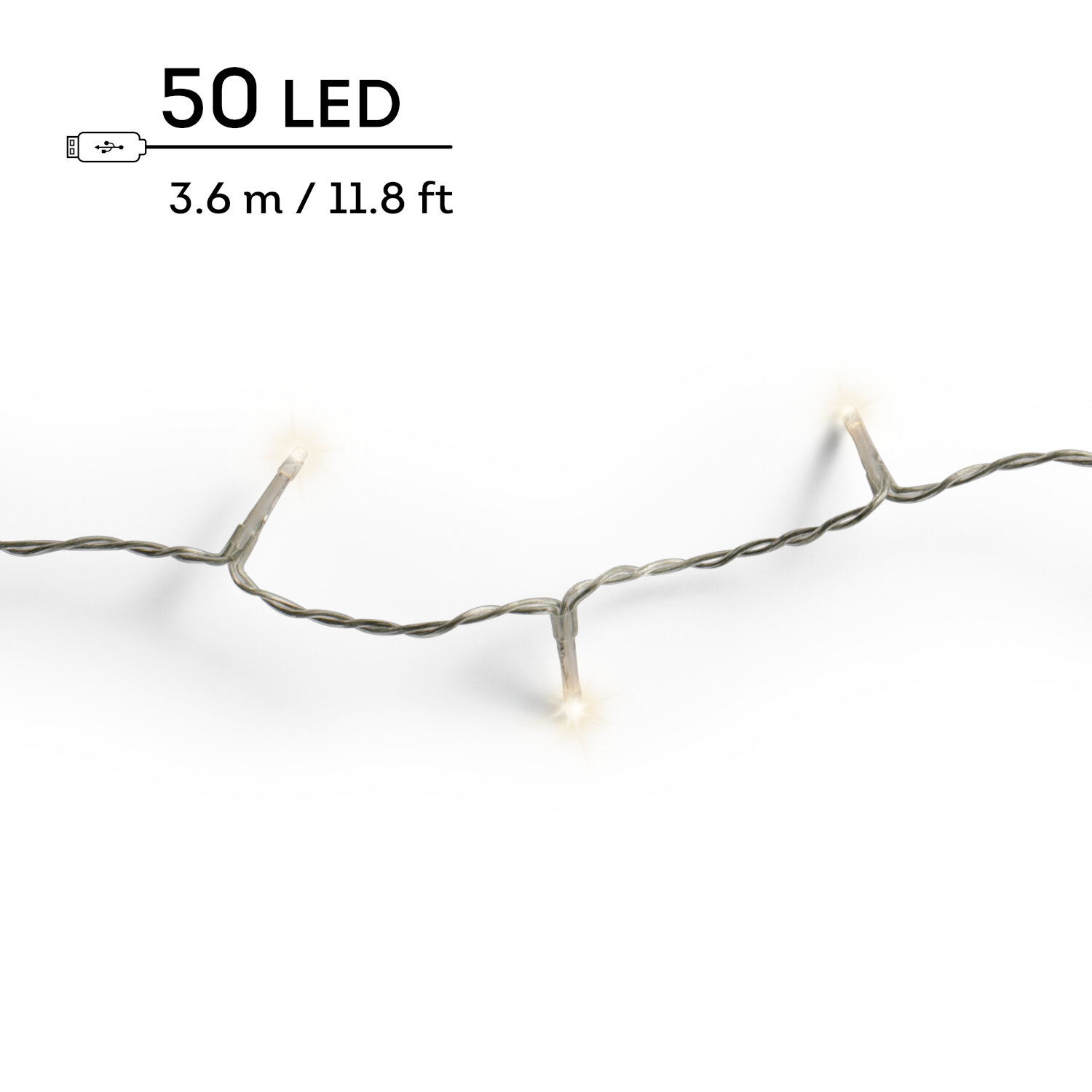 LED Duracharge basic lights outdoor Lichterkette mit 50 warmweißen LEDs, 3,6m Länge, für stimmungsvolle Außenbeleuchtung und dekorative Lichtakzente