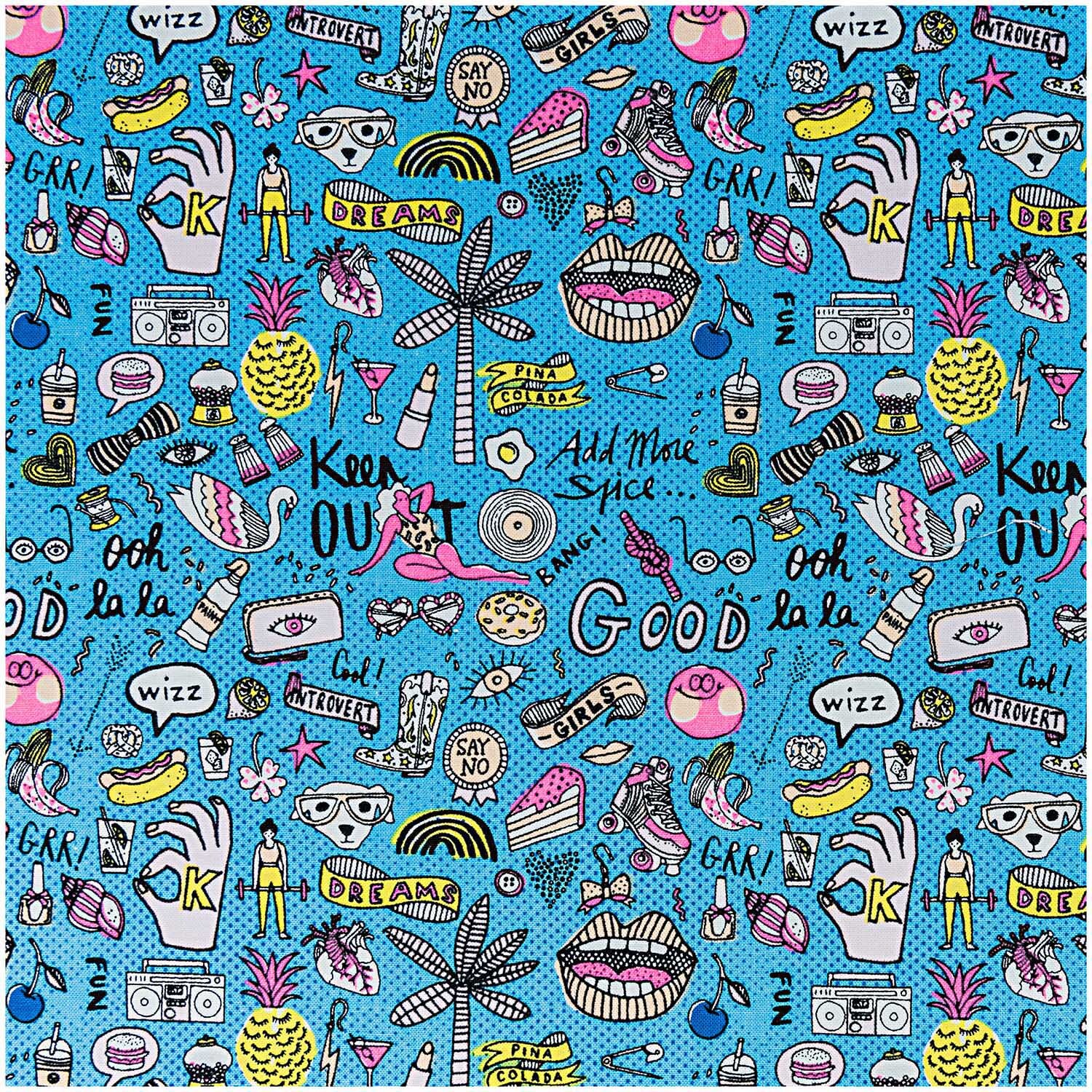 Stoff cool Girls blau-neon 140cm Stoff cool Girls blau-neon 140cm