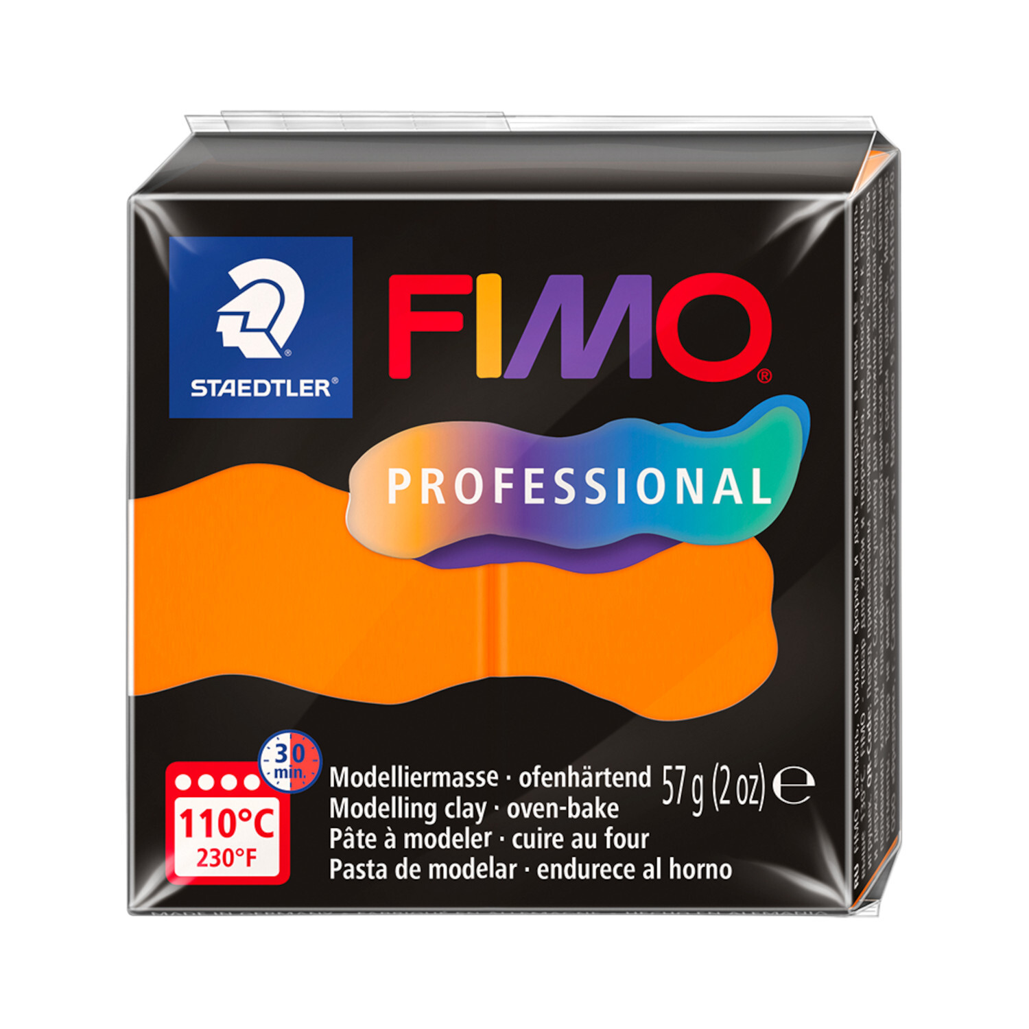 FIMO Professional Modelliermasse in leuchtendem Orange, 57g, von Staedtler, ofenhärtend.