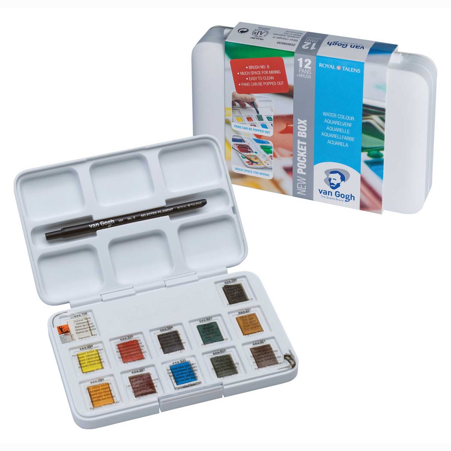 Aquarell Set mit Pinsel 12 Näpfchen Aquarell Set mit Pinsel 12 Näpfchen