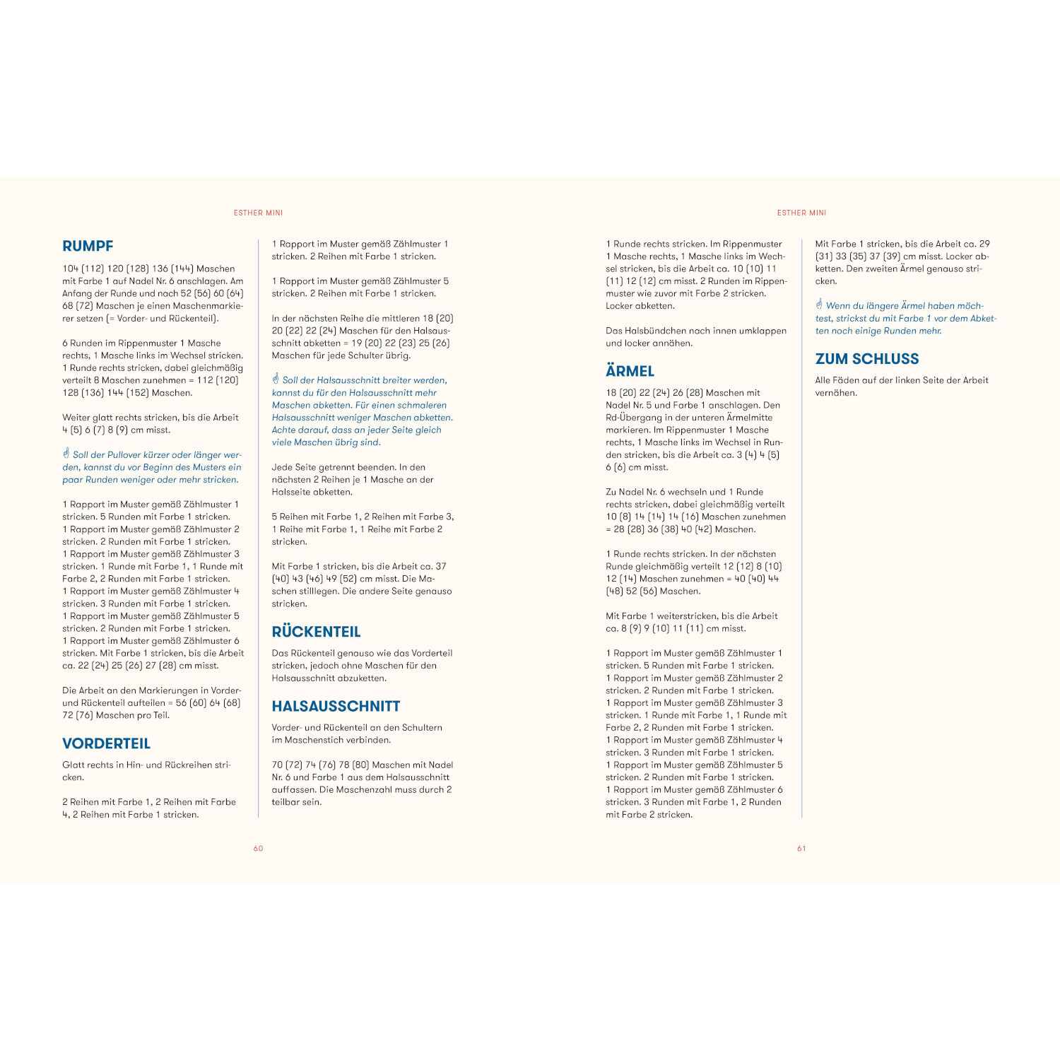 Knallbunt Mode im Stil der 80er stricken: Anleitungstext auf hellem Hintergrund vom Christophorus Verlag.