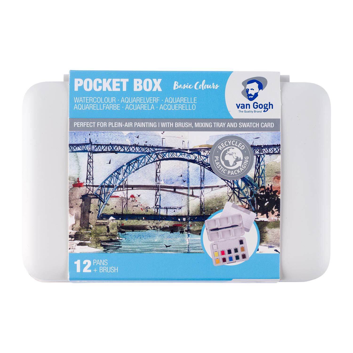 Aquarell Set mit Pinsel 12 Näpfchen