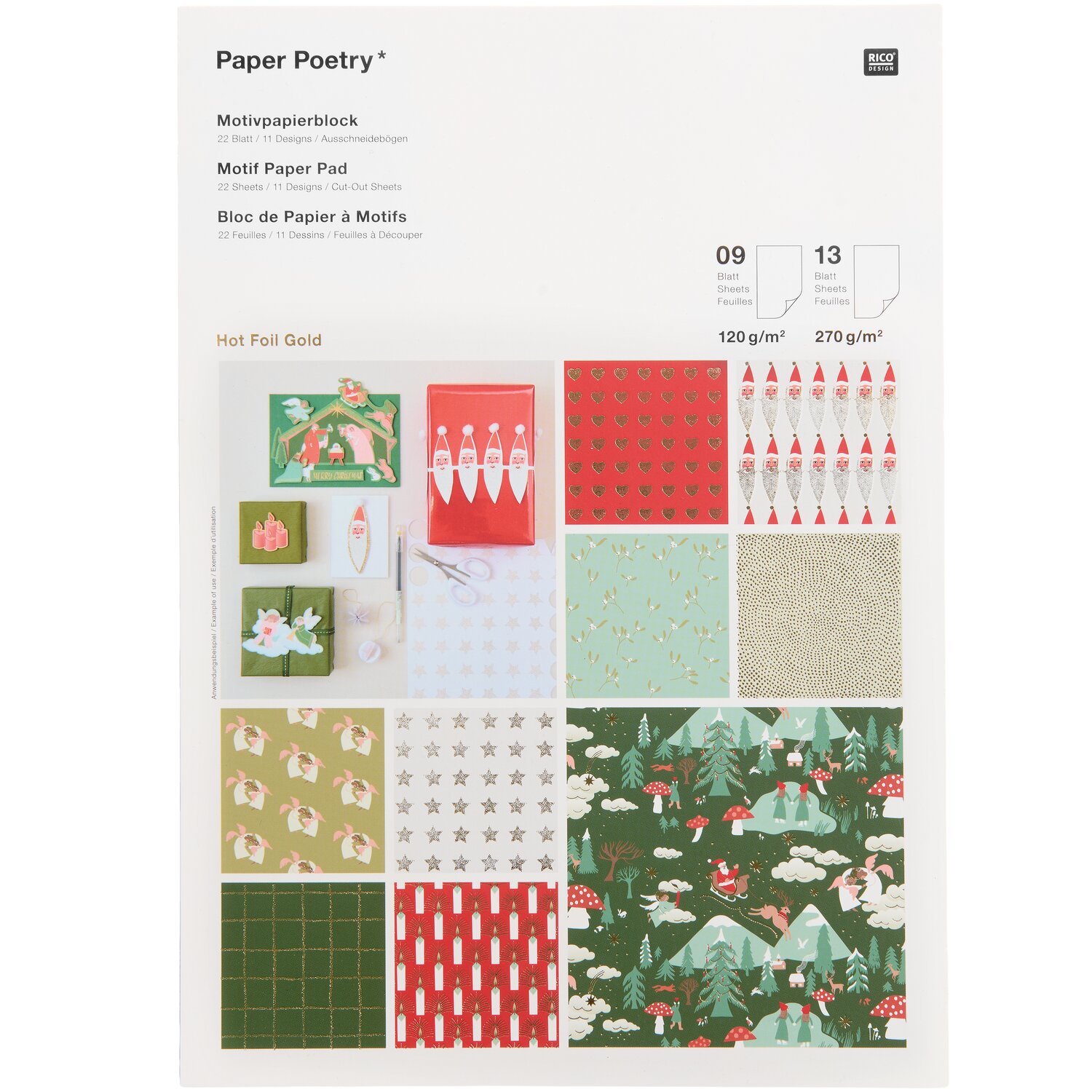 Paper Poetry Motivpapierblock Advent Advent A4 22 Blatt von Rico Design
