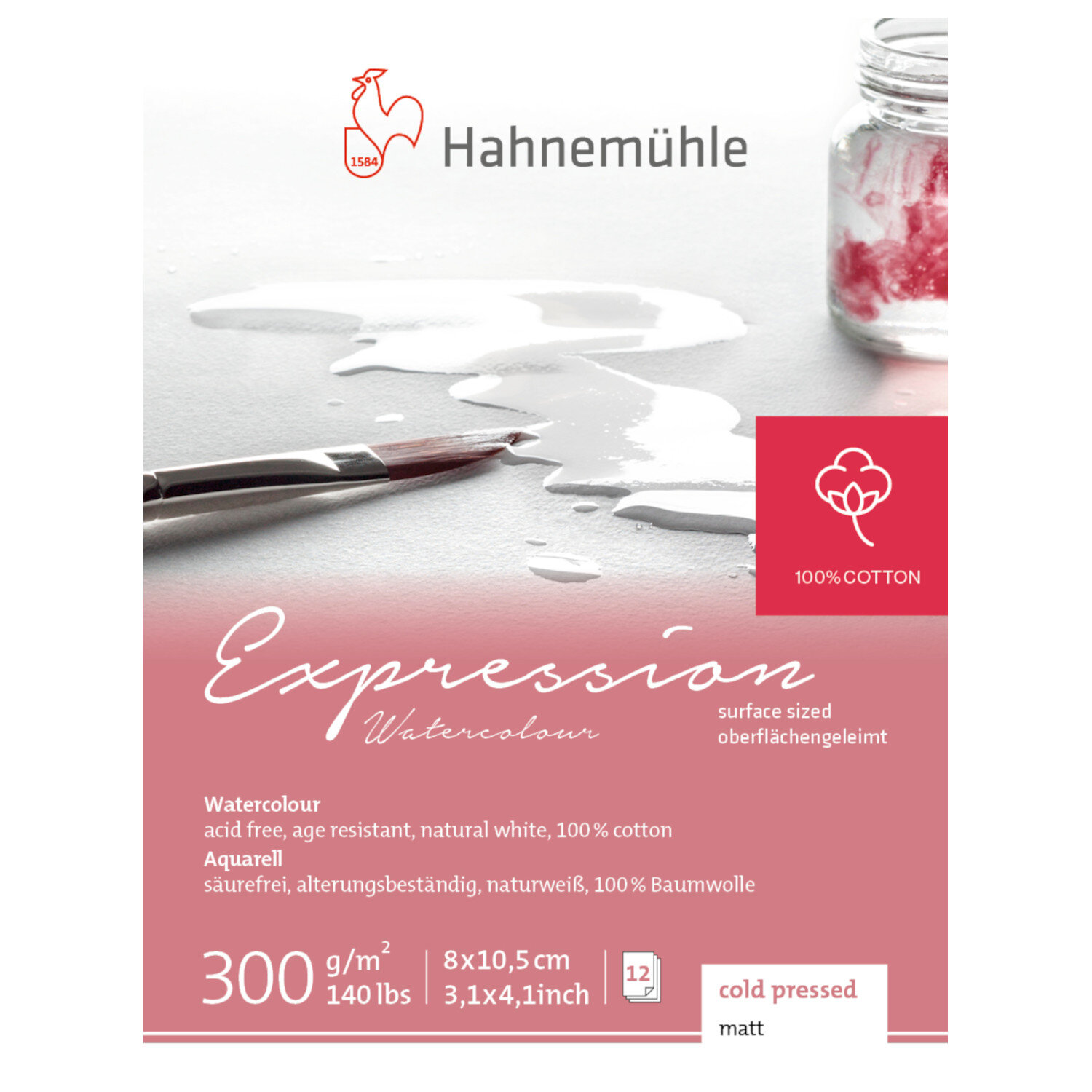 Expression Watercolour 8x10,5cm 300g/m² 12 Blatt von Hahnemühle FineArt 