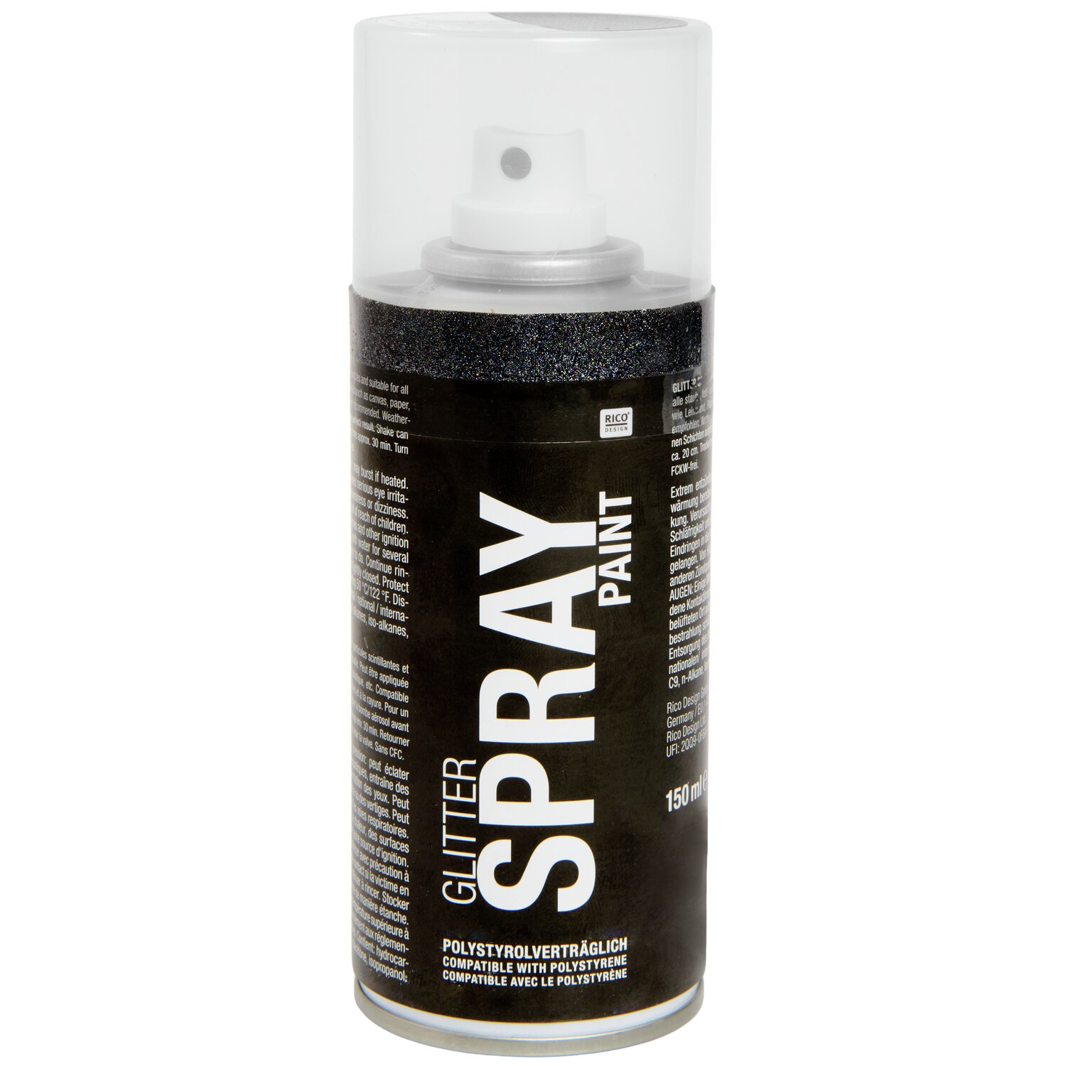Glitter Spray Paint irisierend 150ml: Schwarze Sprühdose mit irisierendem Effekt, ideal für kreative Projekte.