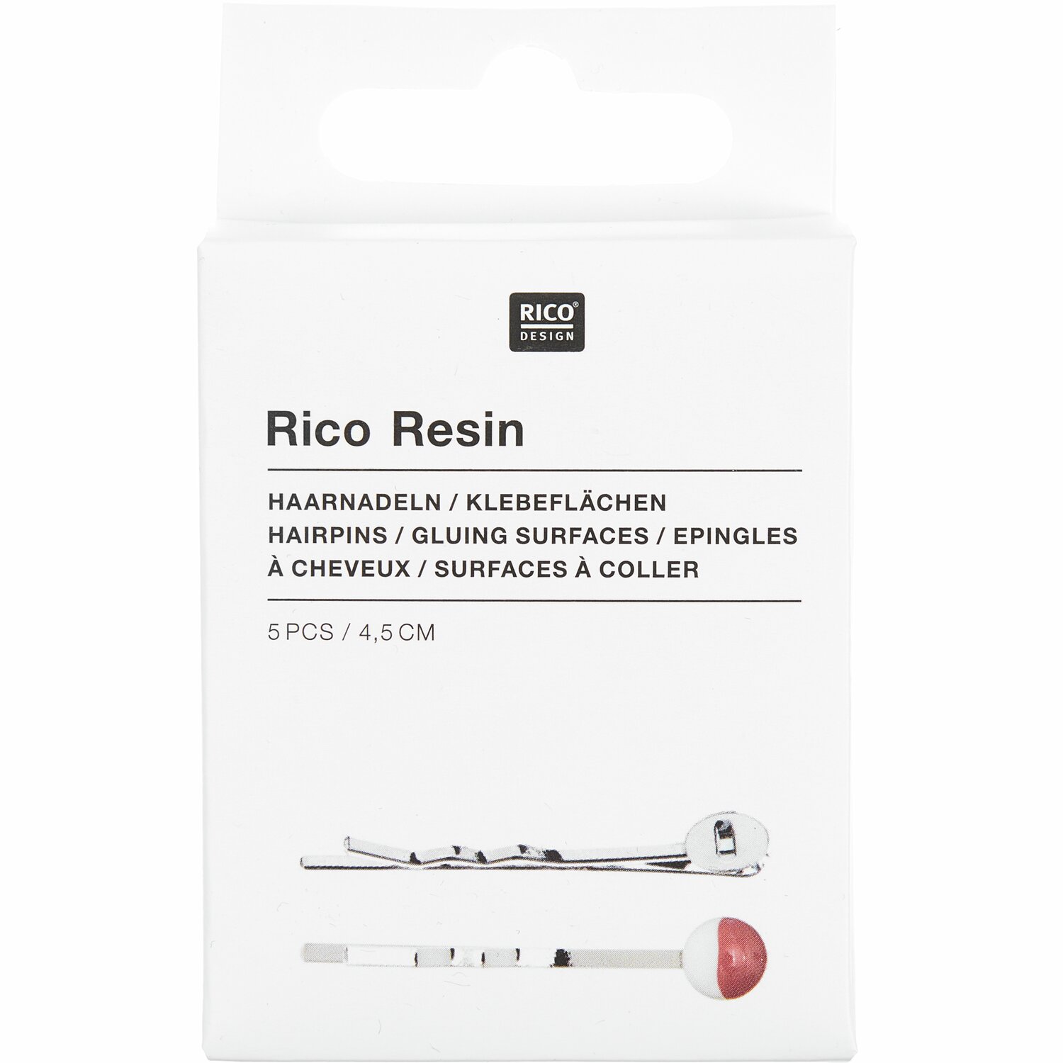 Haarnadel mit runder Klebefläche  4,5cm 5 Stück von Rico Design