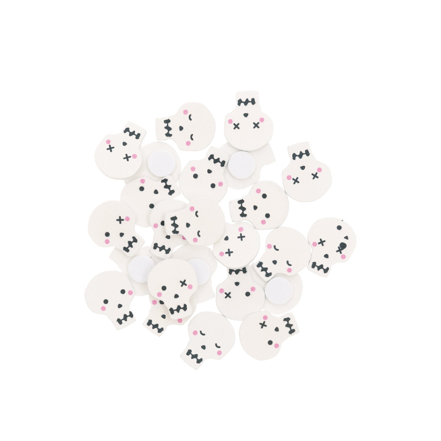 Holzsticker Totenkopf Mix weiß 24 Stück, dekorative Totenkopf-Sticker von Rico Design.