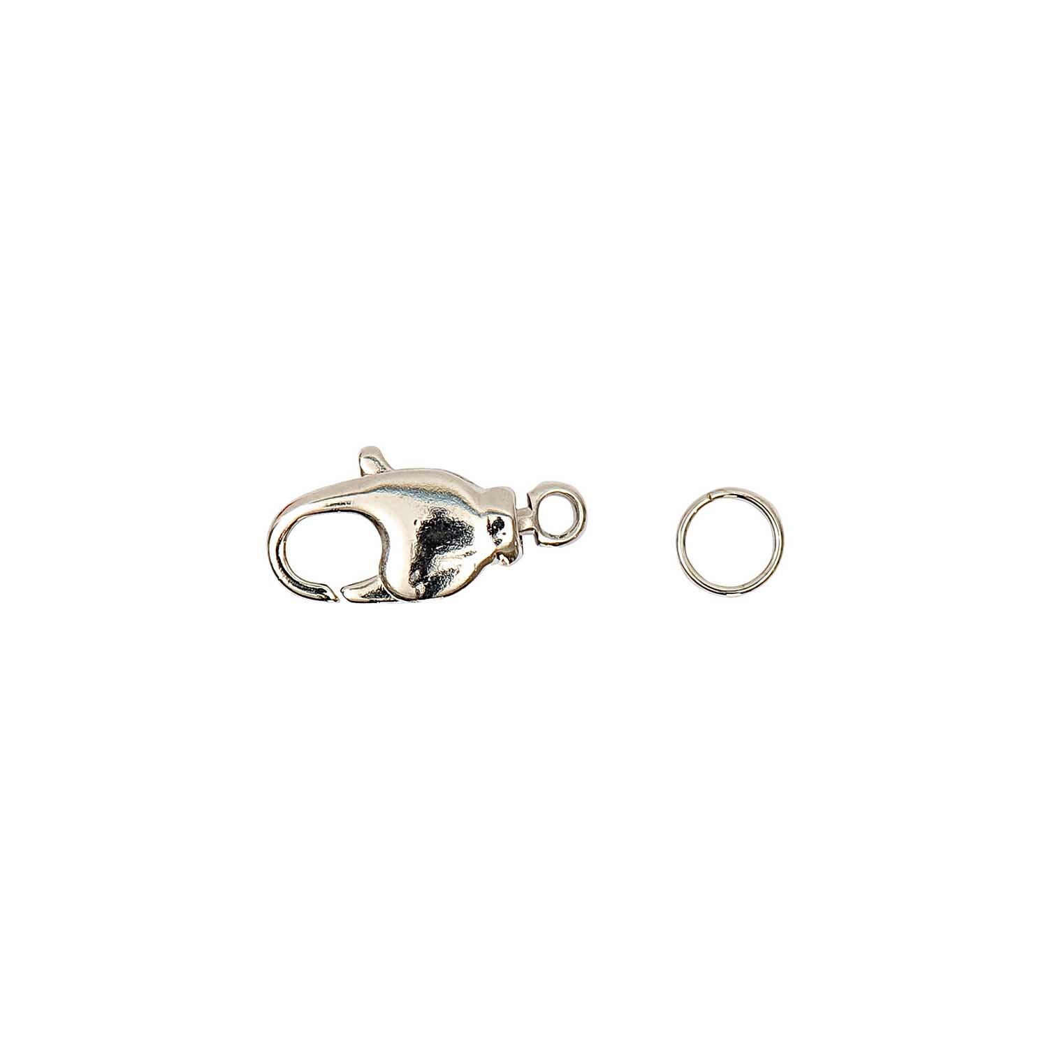 Karabiner mit Drehöse und 2 Federringen silber 14mm