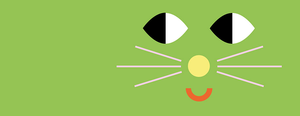 Grafisches Gesicht mit Hasen Schnurrhaare auf grünem Hintergrund