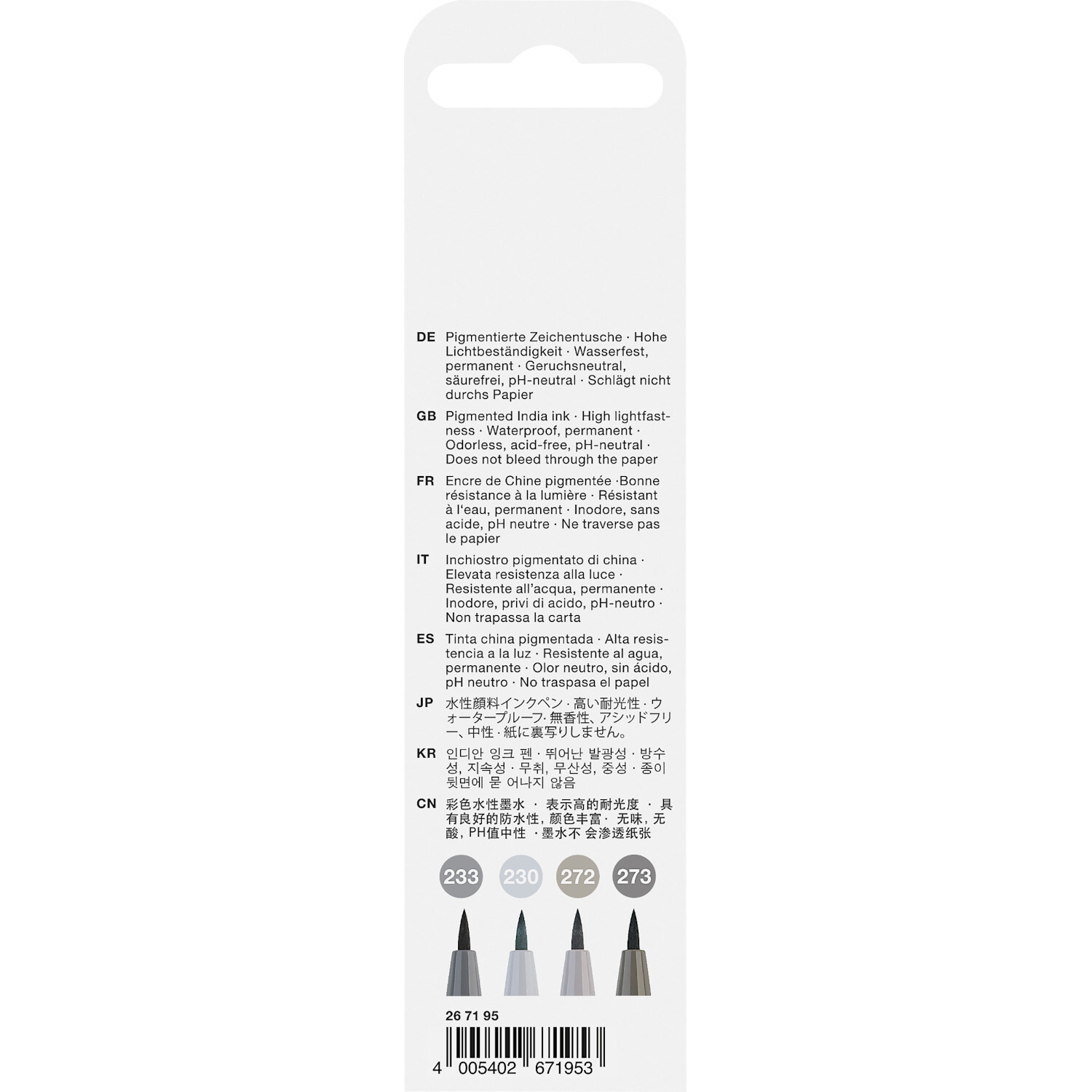 Pitt Artist Pen Comic grau Tuschestift-Set 4-teilig von Faber-Castell 