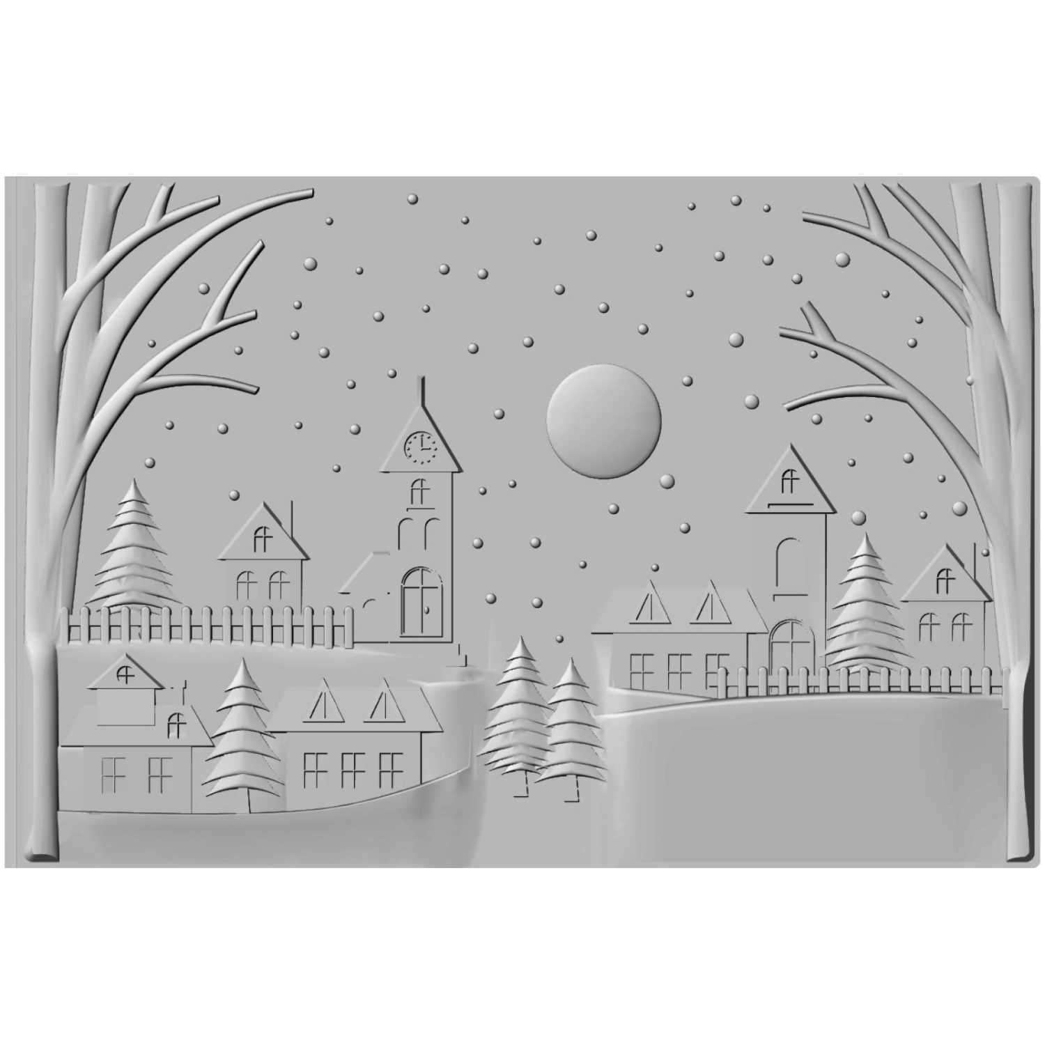 3D Textured Impressions Embossing Folder Winter Village von idee. Creativmarkt