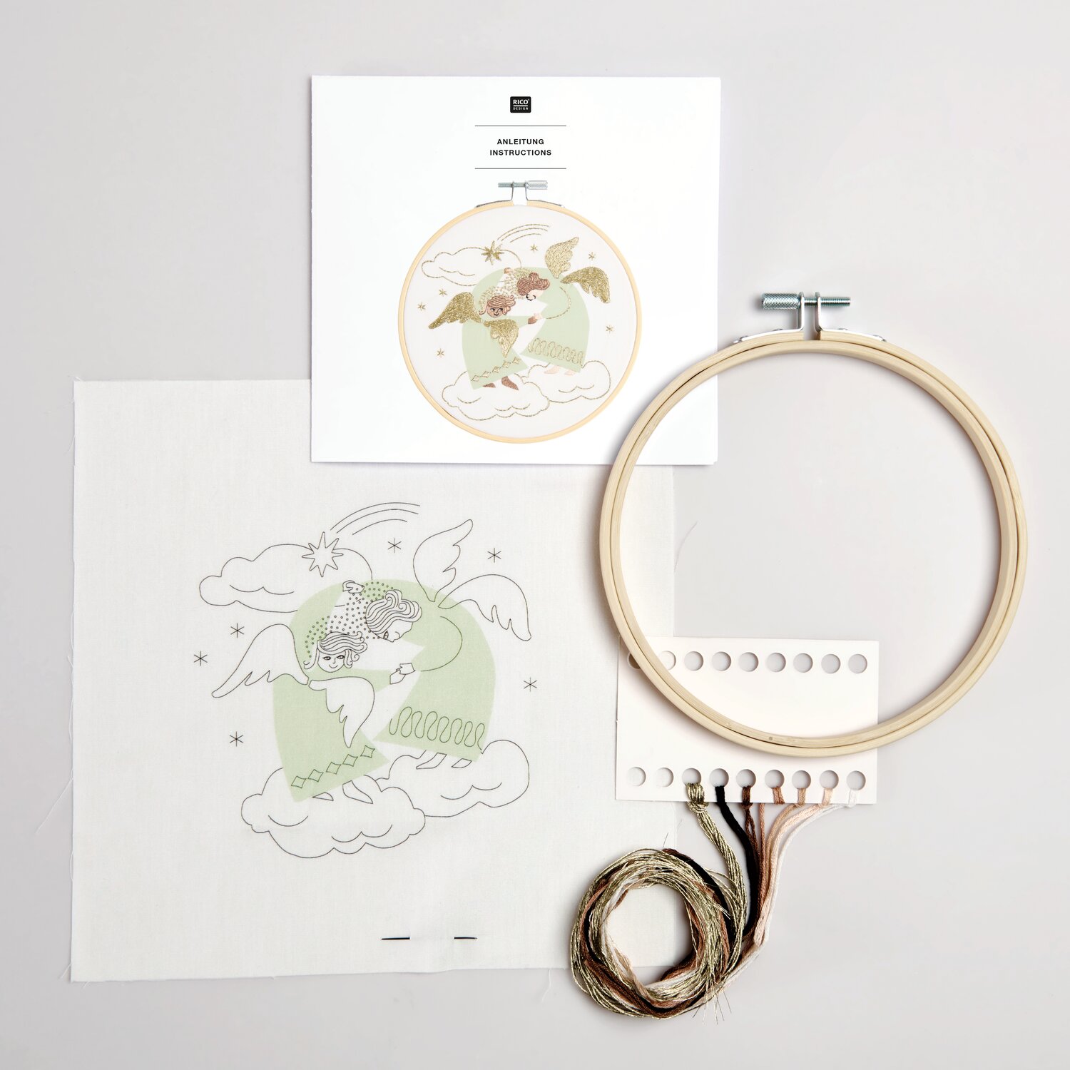 Stickpackung vorgezeichnet Engel Hand in Hand Ø15cm von Rico Design