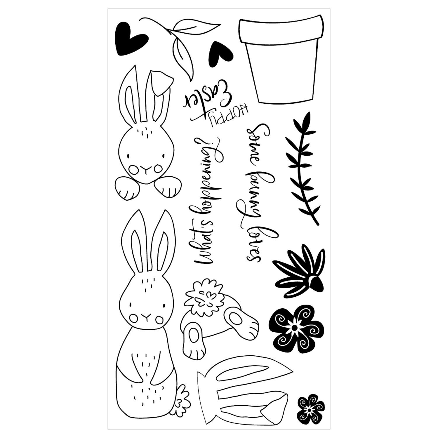 Klarsichtstempel-Set "Bunny Bits & Blooms" 12-teilig von idee. Creativmarkt 