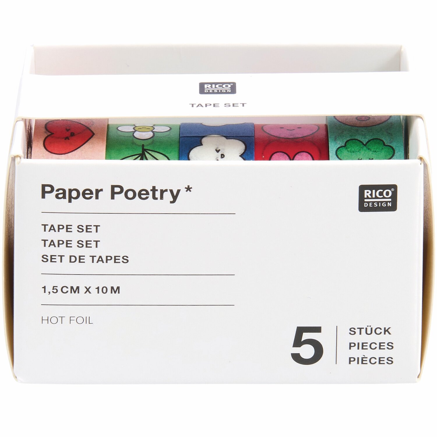 Paper Poetry Tape Set Chingu 1,5cmx10m 5 Stück von Rico Design
