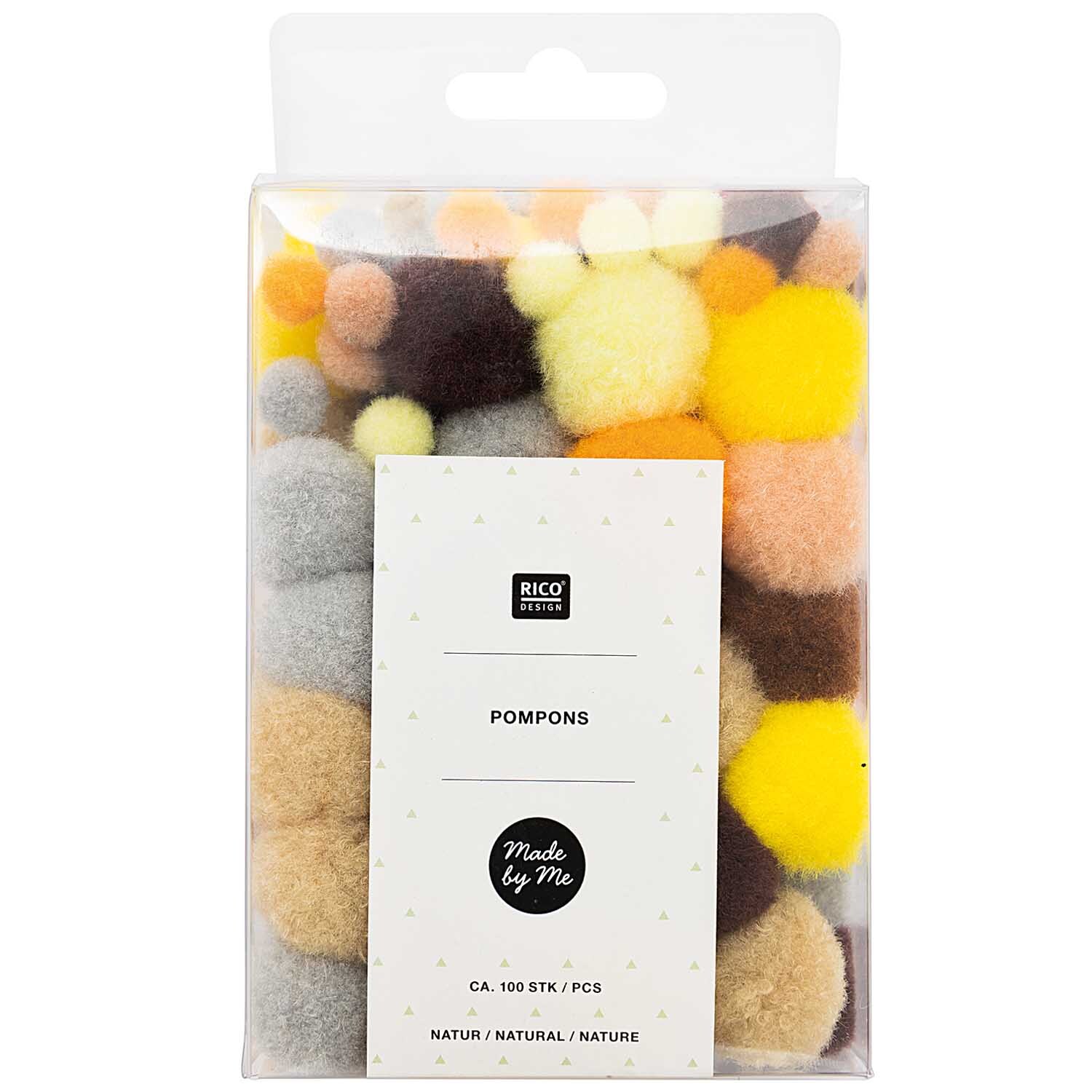 Pompons 8mm 20mm ca. 100 Stück Farbe Natur von Rico Design Pompons 8mm 20mm ca. 100 Stück in einer transparenten Verpackung von Rico Design, in natürlichen Farben.