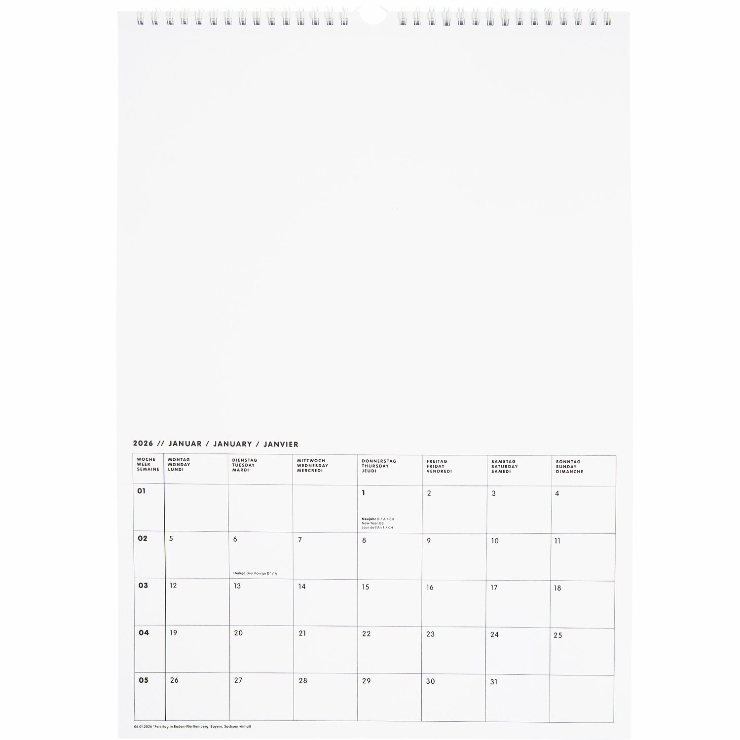 Bastelkalender 2026 A3 Farbe Weiß von Rico Design
