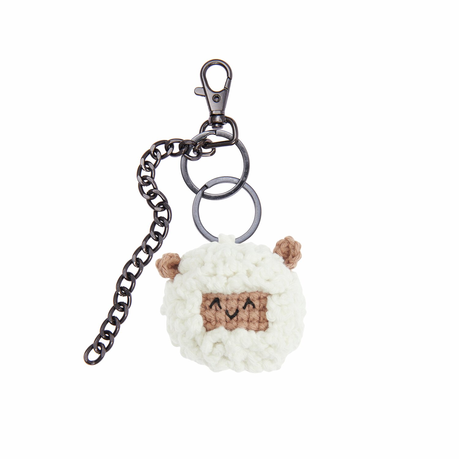 Ricorumi Häkelset Schlüsselanhänger - Chingu Animals: Weißer, gehäkelter Anhänger mit Kette und Ring, von Rico Design.