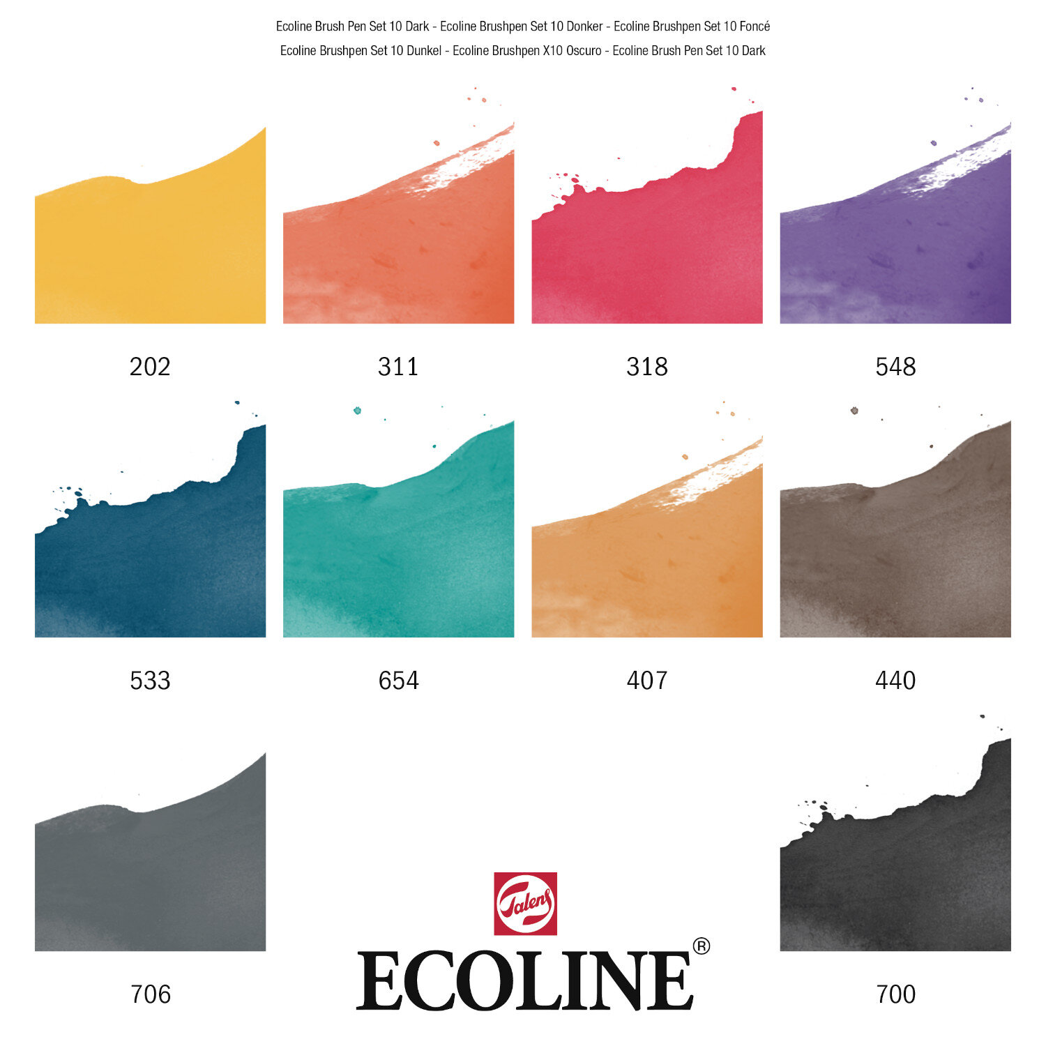 Brush Pen Set 10 Stück Farbe Dunkel von Royal Talens