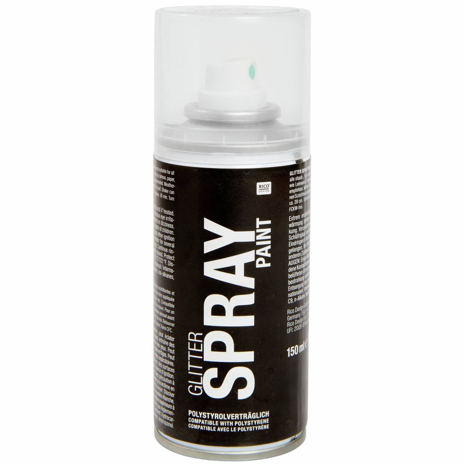 Glitter Spray Paint silber 150ml: Silberne Sprühdose von Rico Design, ideal für kreative Projekte.