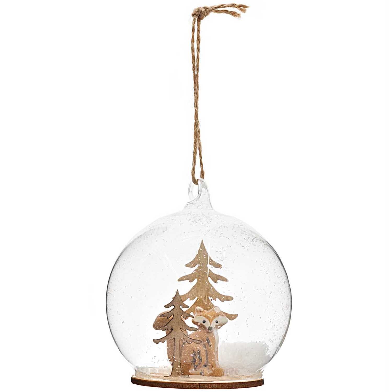 Hänger Glaskugel Tannen mit Fuchs Ø8cm von Rico Design