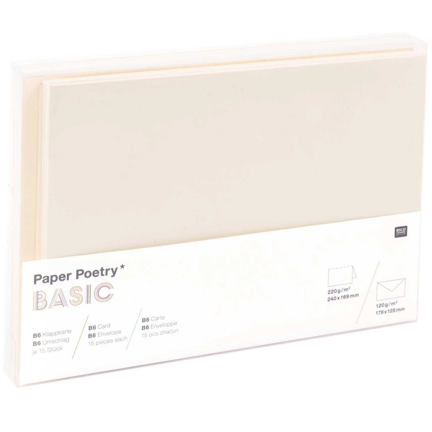 Paper Poetry Kartenset Basic elfenbein B6 30-teilig von Rico Design