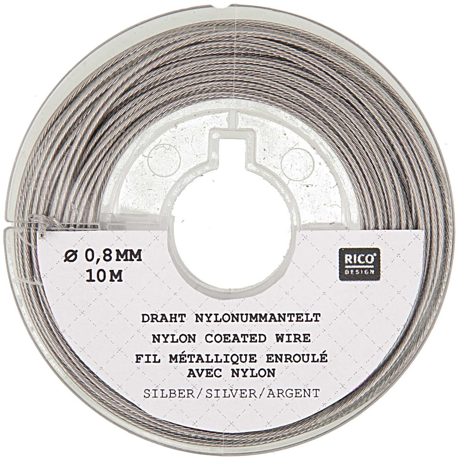 Edelstahlseide silber 0,80mm 10m
