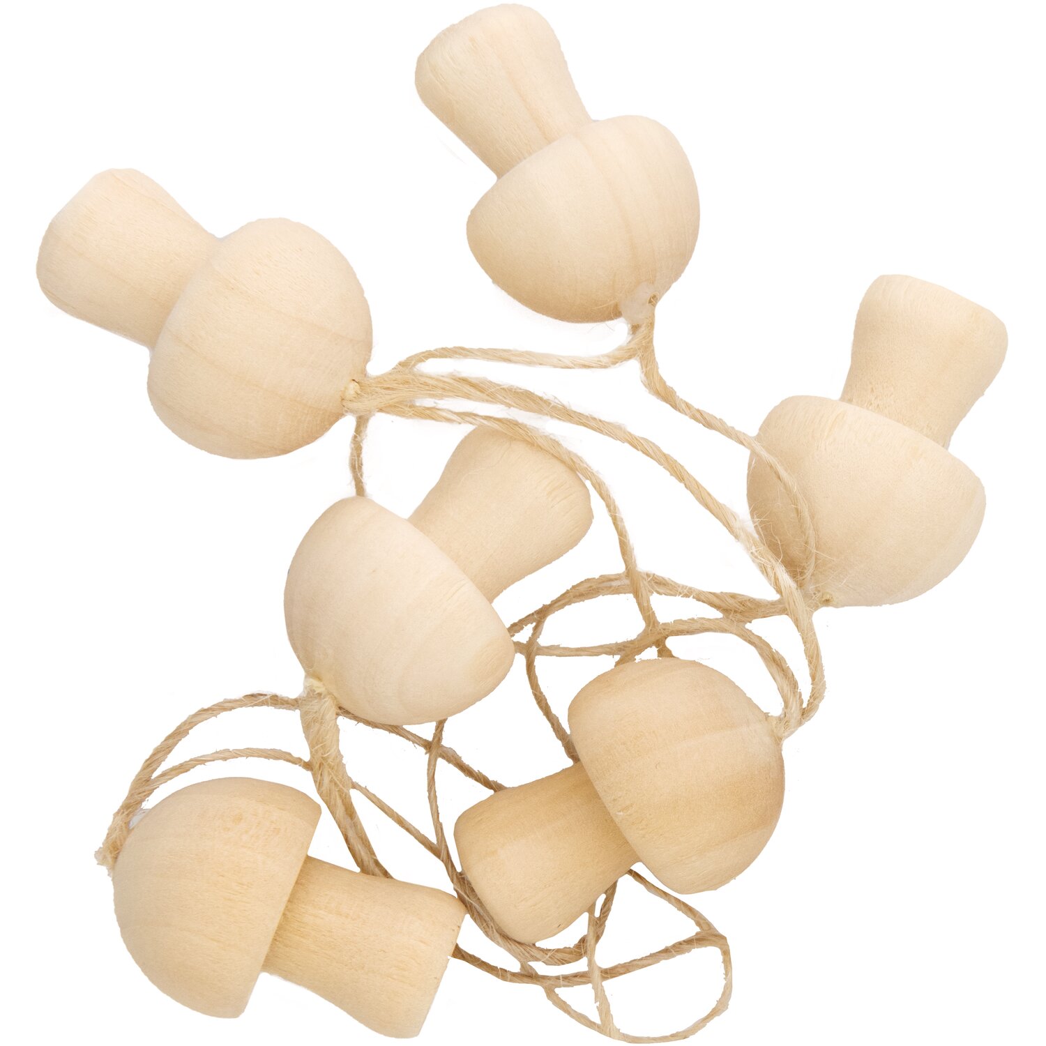 Holzhänger Pilz natur 23x30mm 6 Stück: Sechs naturfarbene Holzhänger in Pilzform, ideal für Dekorationen.