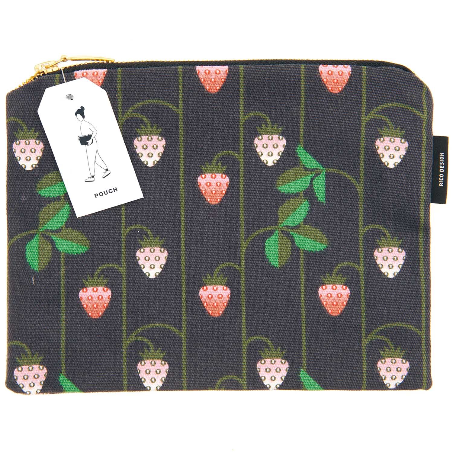 Pouch Erdbeeren blau 17x23cm Pouch Erdbeeren blau 17x23cm