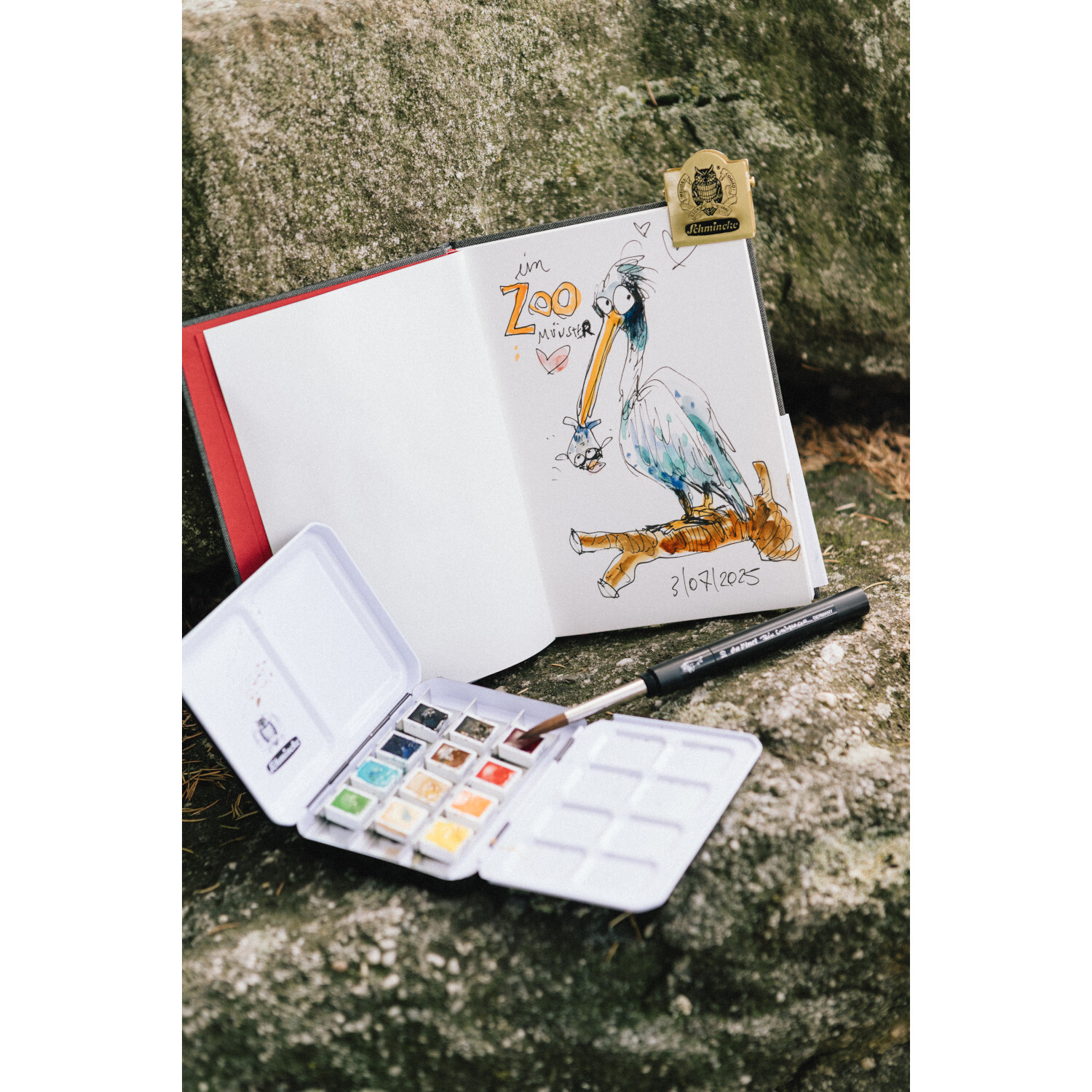 Horadam Aquarell Felix Scheinberger Aquarellfarben, 12-teilig, auf Stein mit Skizzenbuch und Pinsel. Ideal für kreative Outdoor-Malerei.