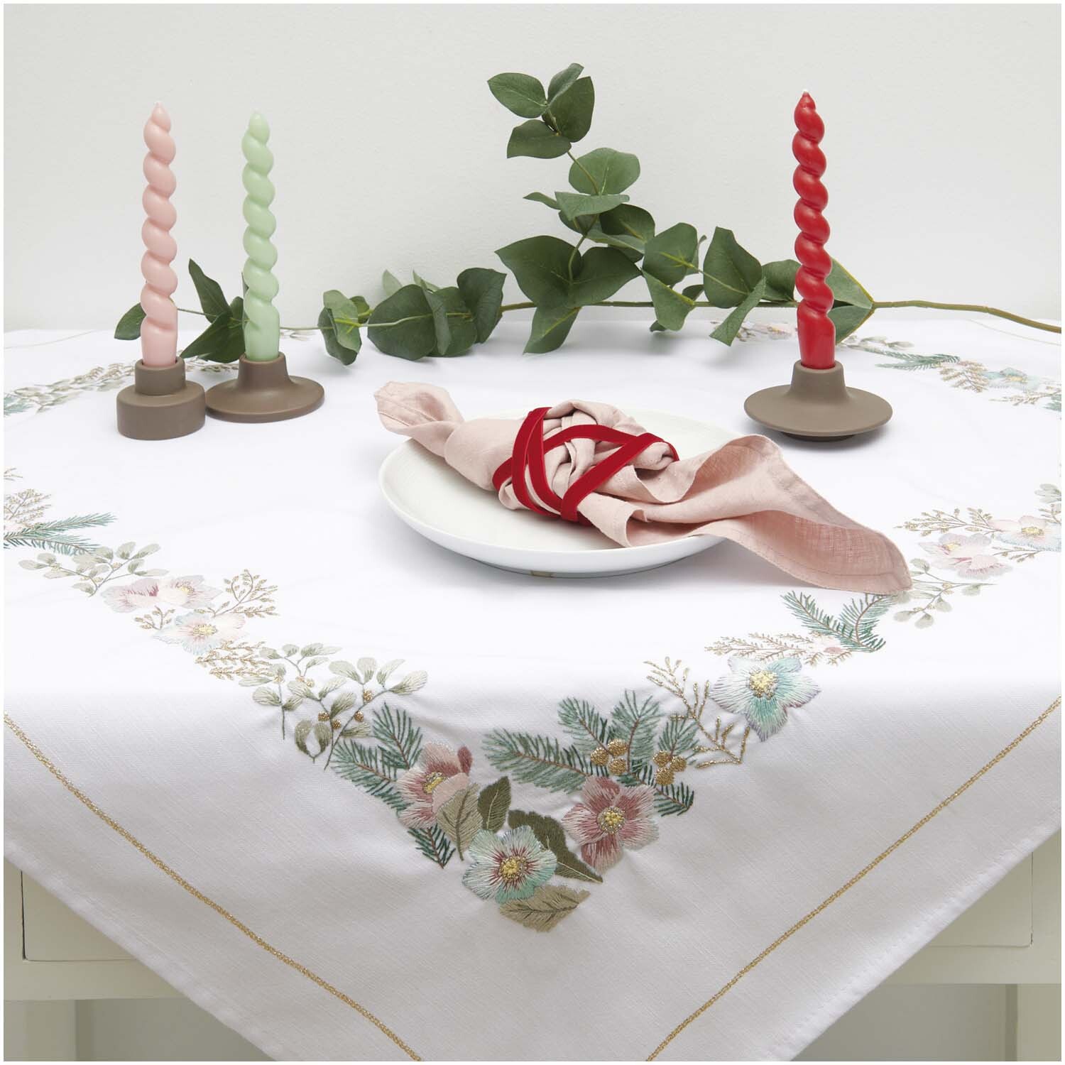 Stickpackung Tischdecke Christrosen 90x90cm