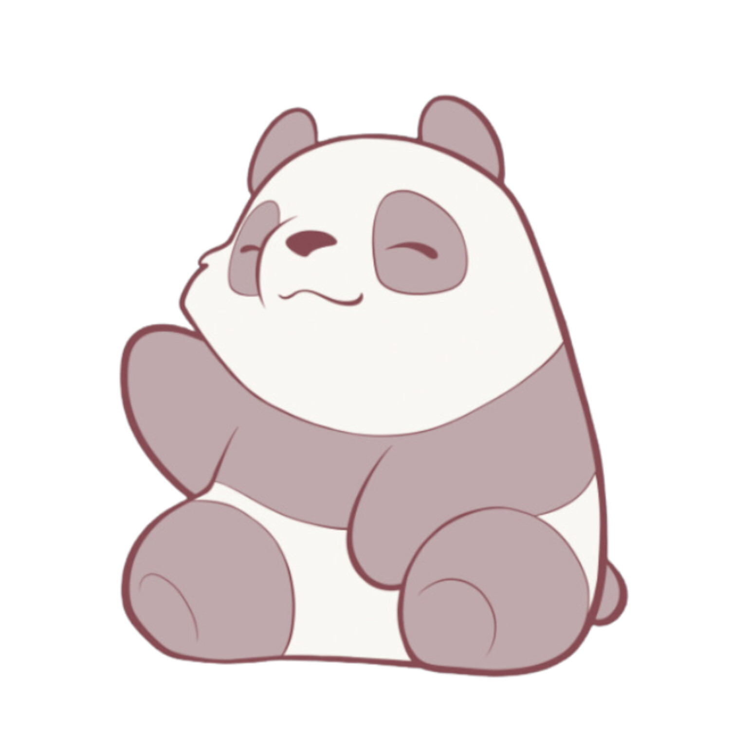 Manga Chibi - Niedliche Tiere: Ein süßer, lächelnder Panda in sanften Brauntönen sitzt entspannt.