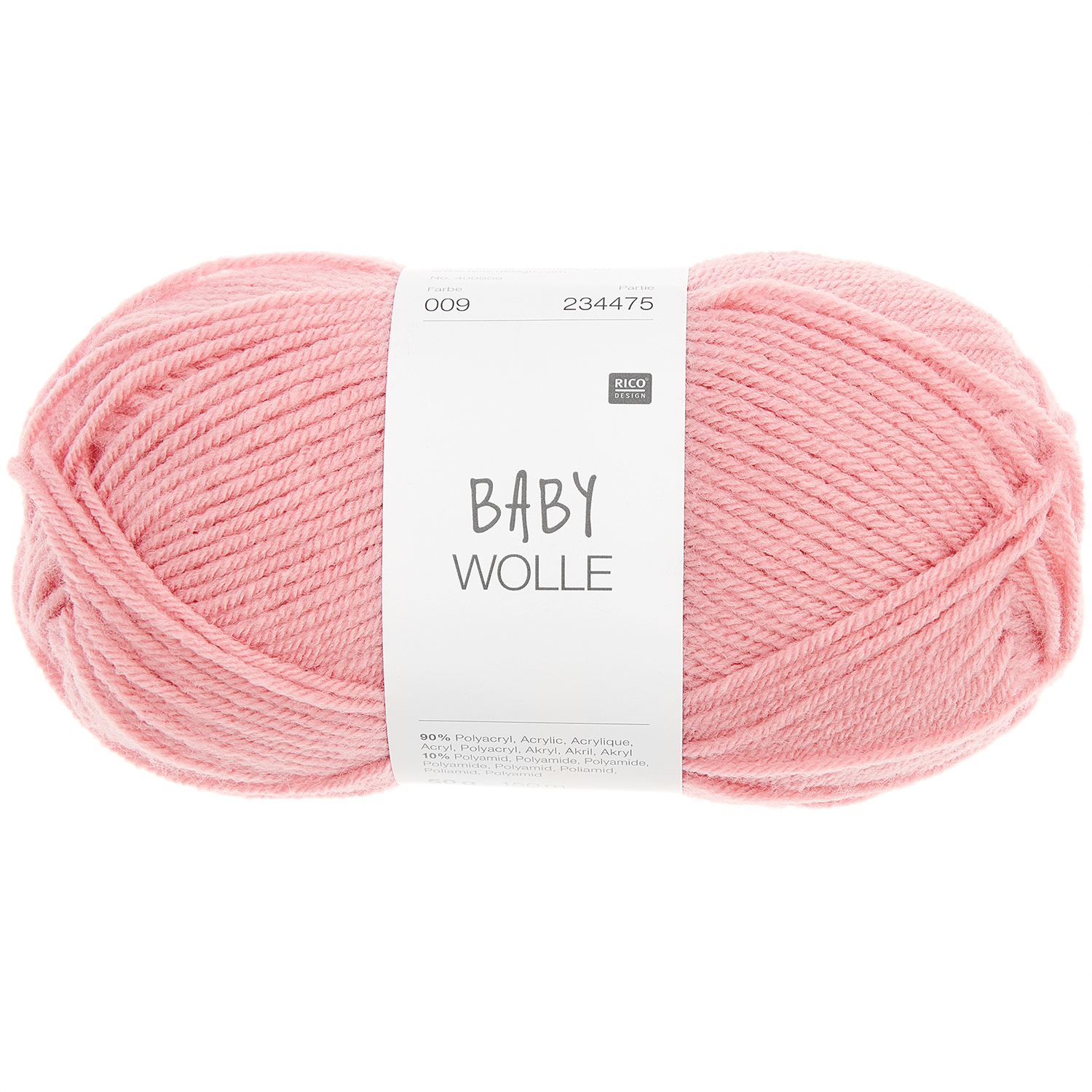 Babywolle von Rico Design in Altrosa, 50g Knäuel mit 150m Länge, ideal für Strickprojekte.
