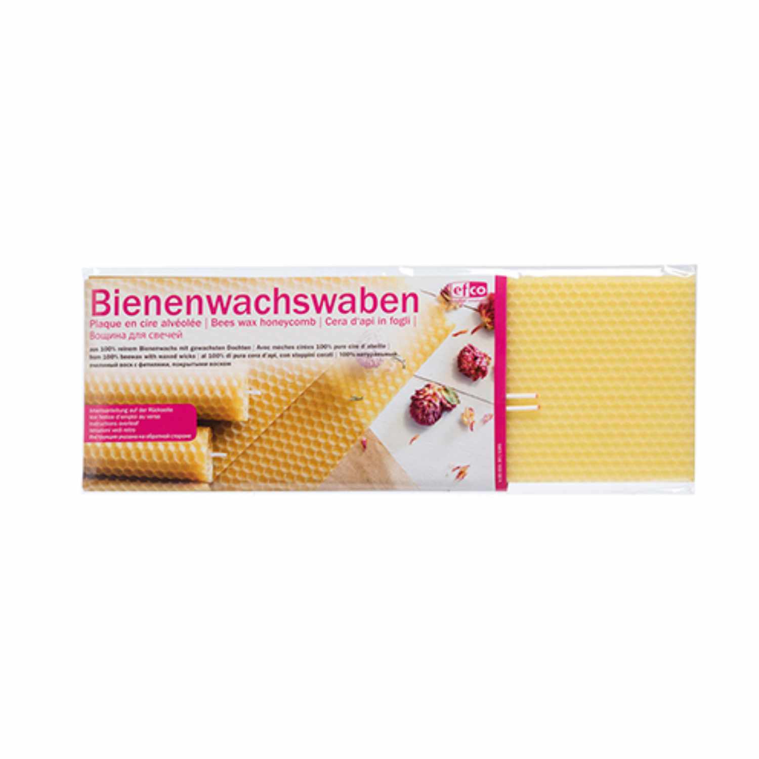 Bienenwachswaben 40x15cm mit Docht 2 Stück