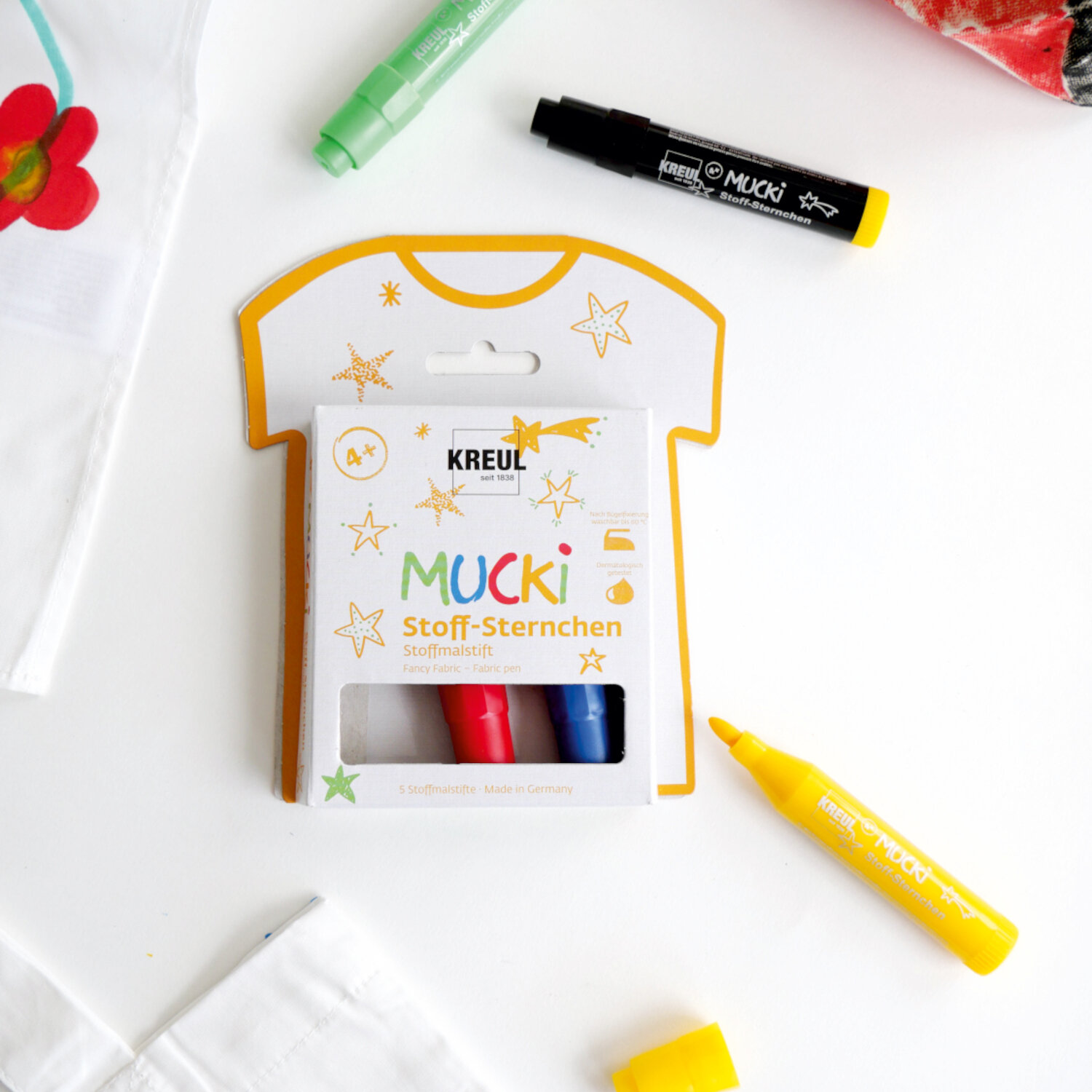 MUCKI Stoff-Sternchen Stoffmalstift Set 5-teilig von C.Kreul 