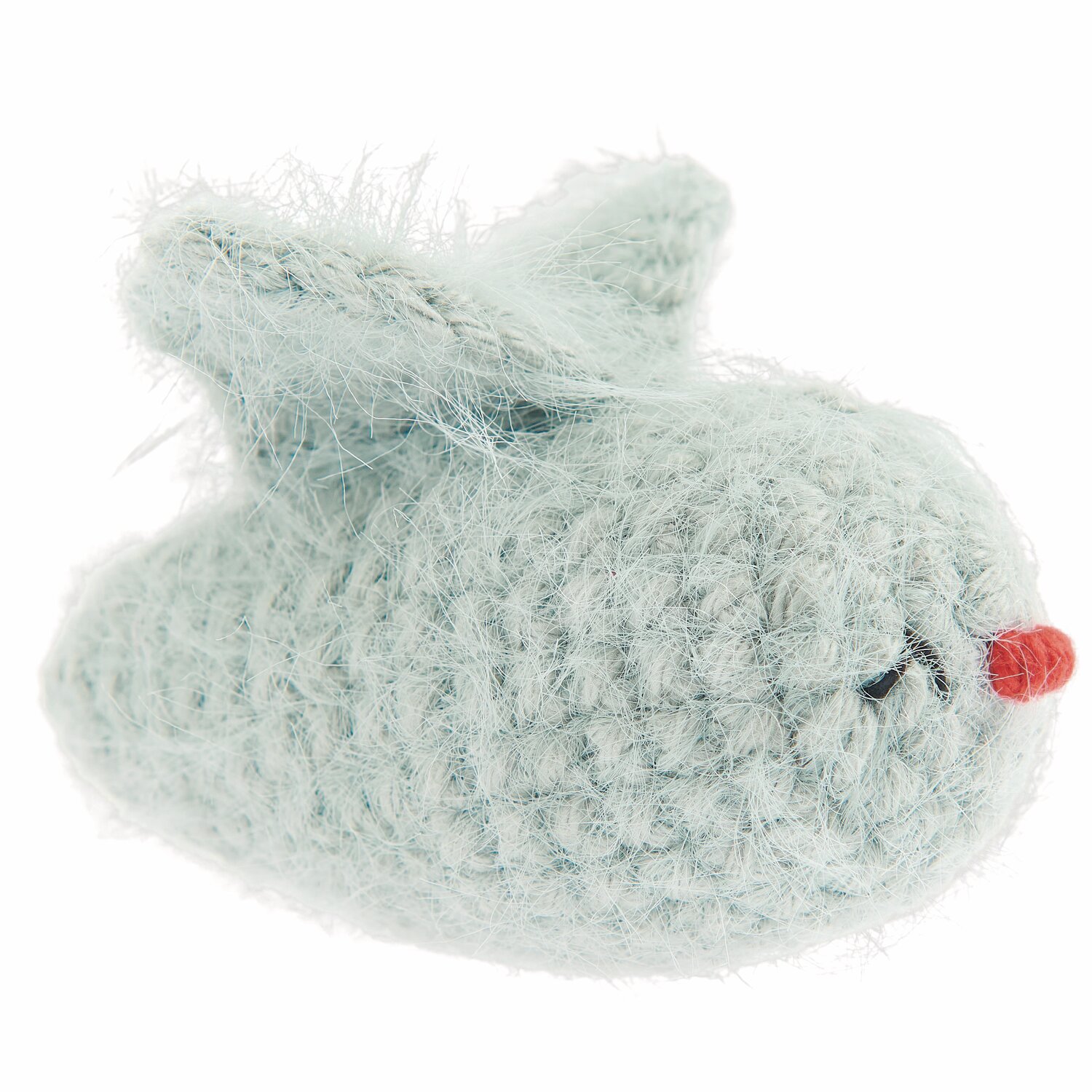 Ricorumi Rico Chingus, ein gehäkeltes Tier in Patina mit roten und schwarzen Details, aus weichem Garn.