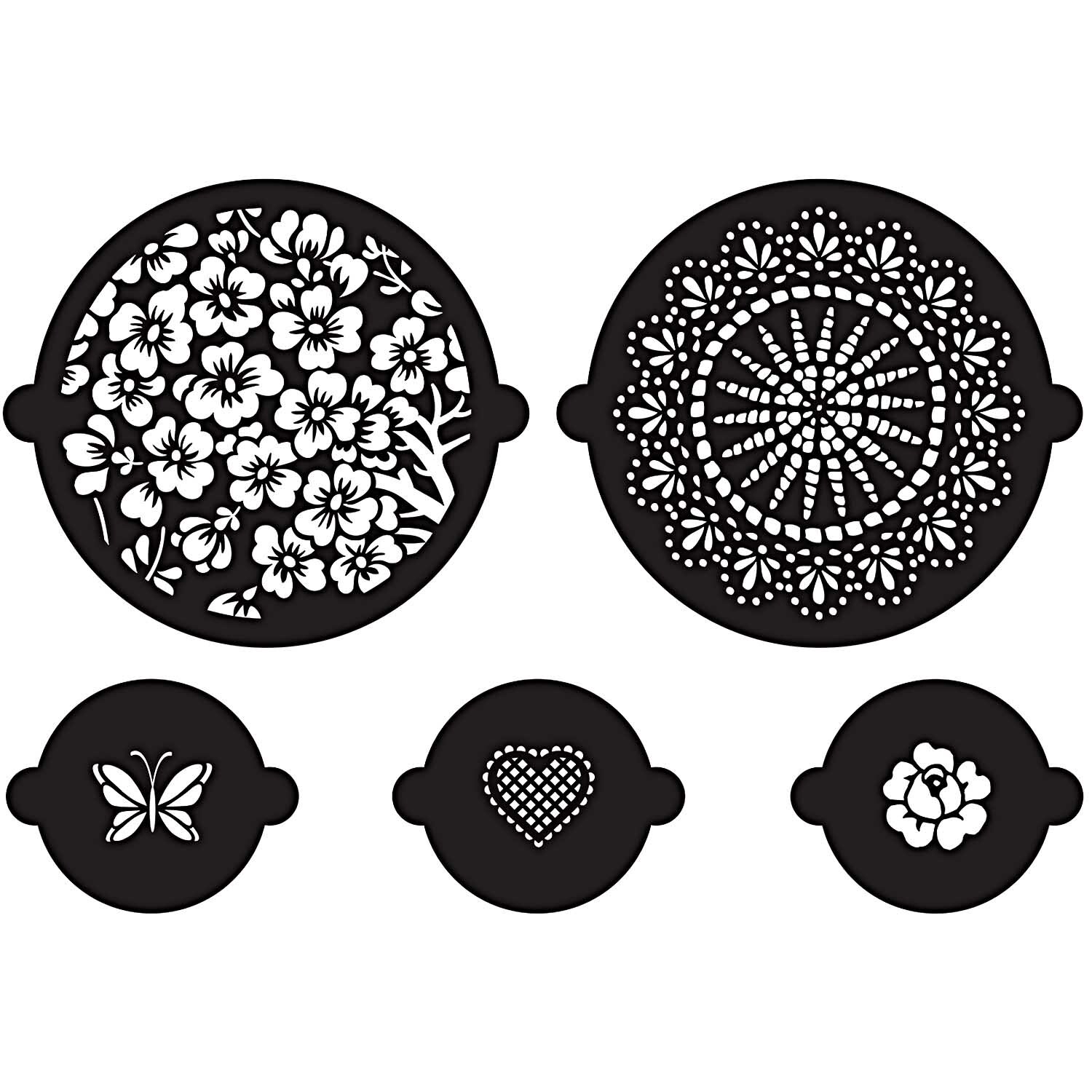 Kuchen- und Cupcake Schablonen Floral 5er Set