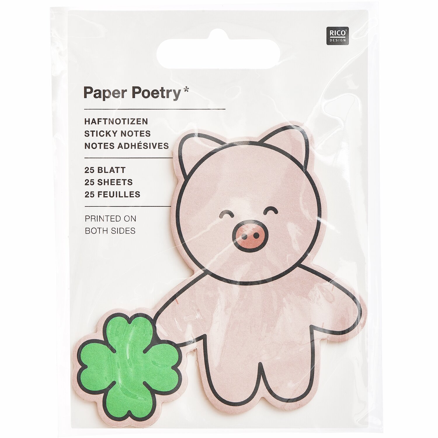 Paper Poetry Haftnotizen Schwein 85x81mm 25 Blatt von Rico Design