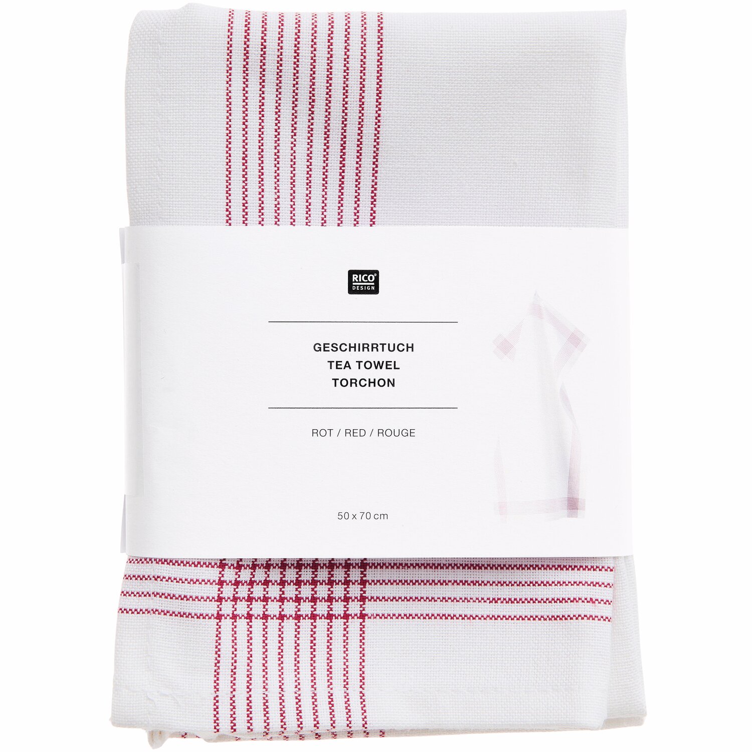 Geschirrtuch 50x70cm Farbe Rot von Rico Design