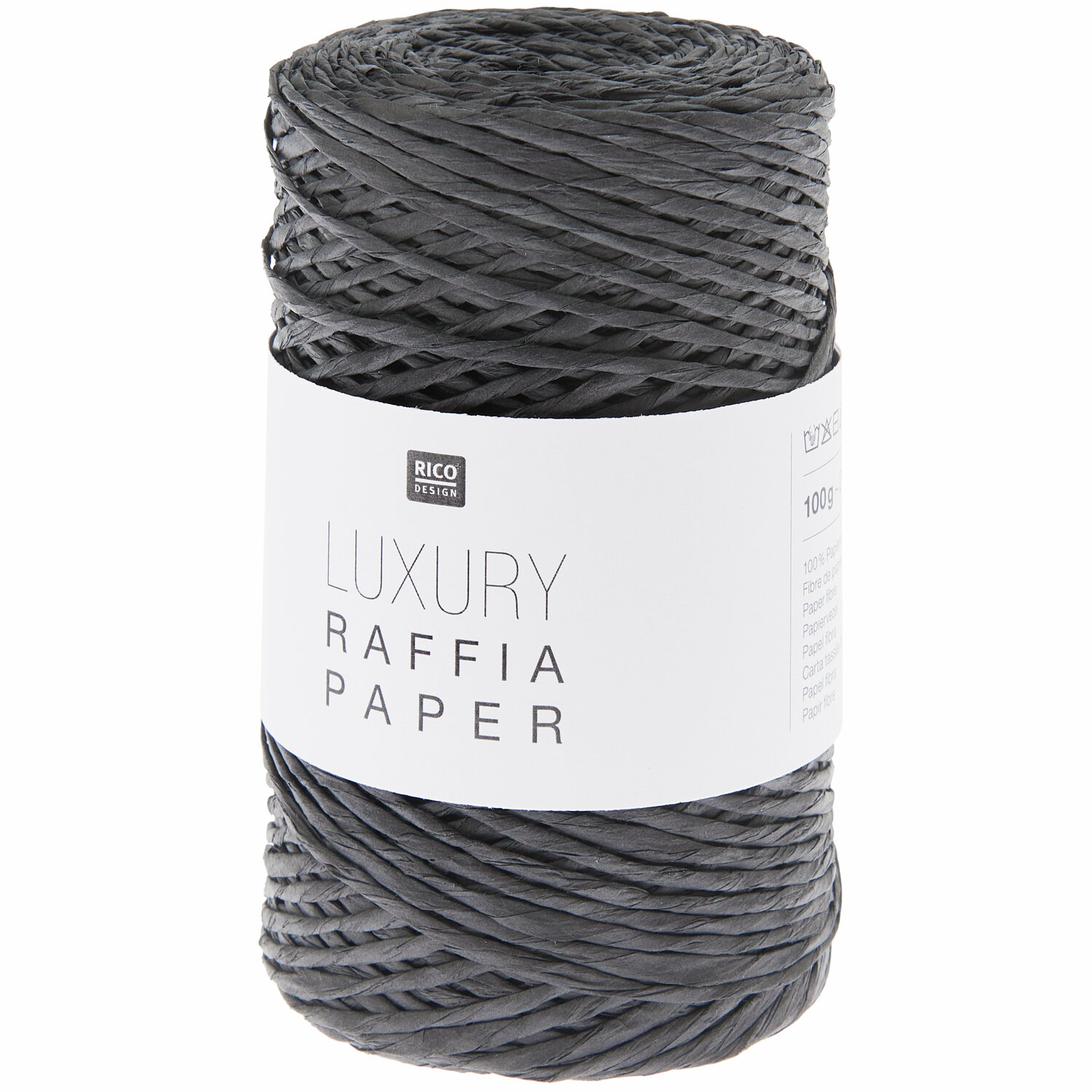Luxury Raffia Paper, schwarzes Häkelgarn von Rico Design, ideal für kreative Projekte.